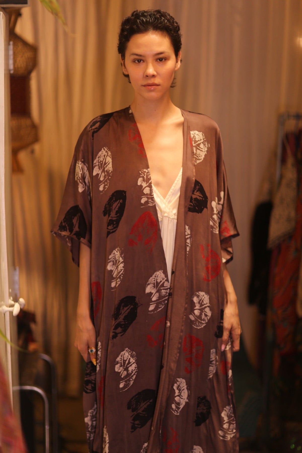 SILK LONG KIMONO WITH BELT NIKO - MOMO STUDIO BERLIN - Berlin Concept Store - sustainable & ethical fashion