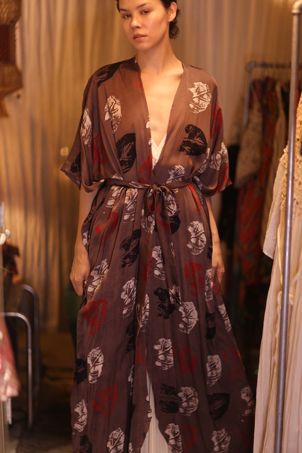 SILK LONG KIMONO WITH BELT NIKO - MOMO STUDIO BERLIN - Berlin Concept Store - sustainable & ethical fashion