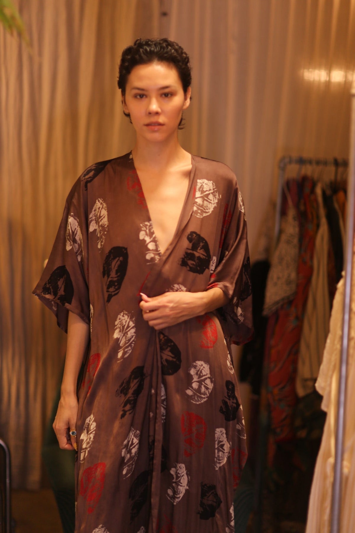 SILK LONG KIMONO WITH BELT NIKO - MOMO STUDIO BERLIN - Berlin Concept Store - sustainable & ethical fashion