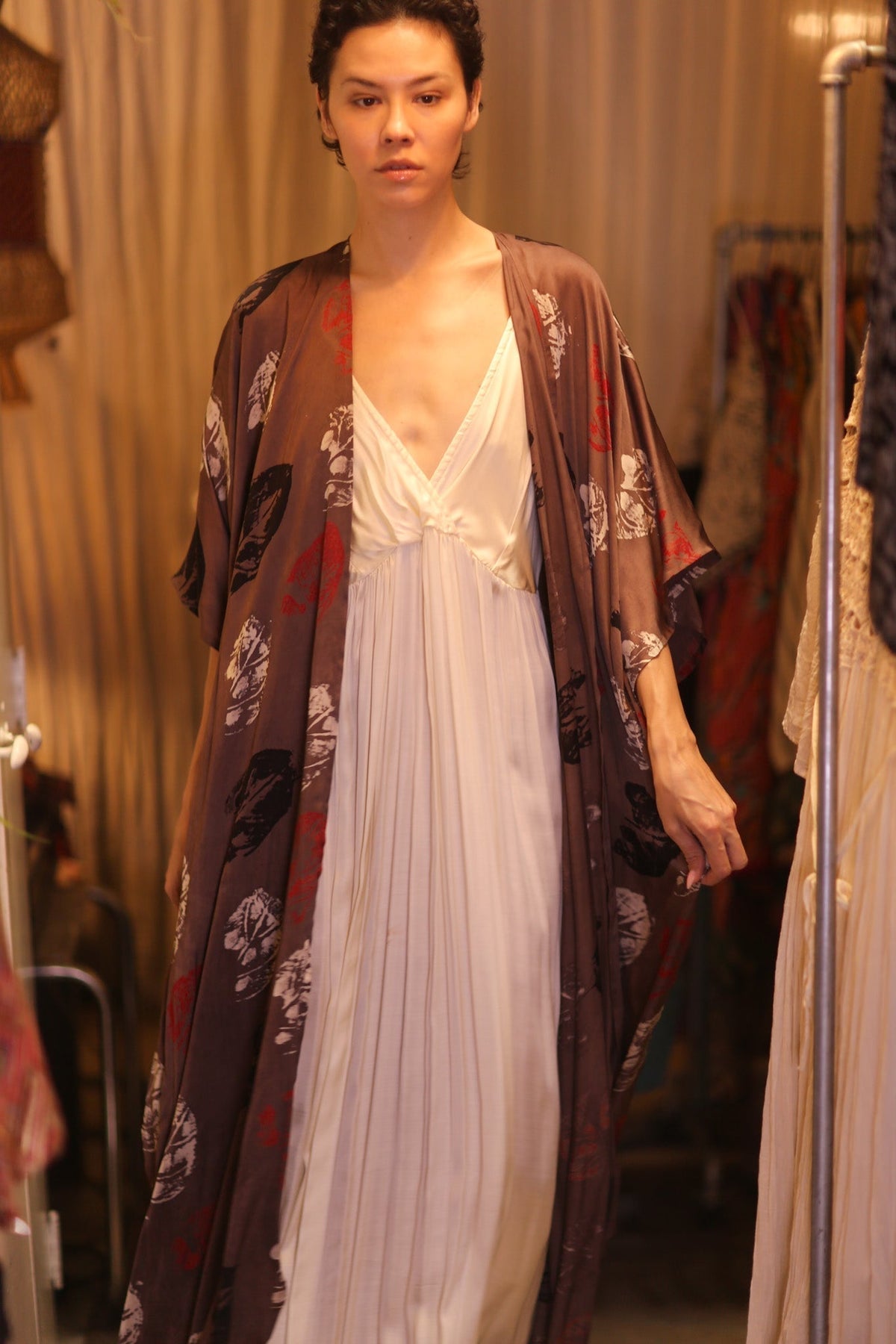SILK LONG KIMONO WITH BELT NIKO - MOMO STUDIO BERLIN - Berlin Concept Store - sustainable & ethical fashion