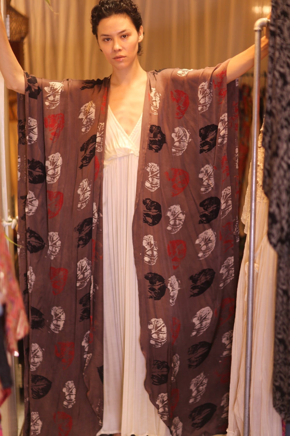 SILK LONG KIMONO WITH BELT NIKO - MOMO STUDIO BERLIN - Berlin Concept Store - sustainable & ethical fashion