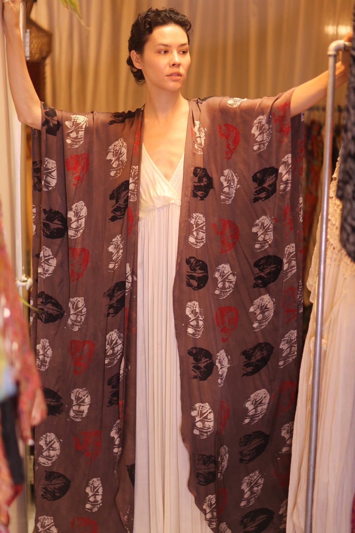 SILK LONG KIMONO WITH BELT NIKO - MOMO STUDIO BERLIN - Berlin Concept Store - sustainable & ethical fashion