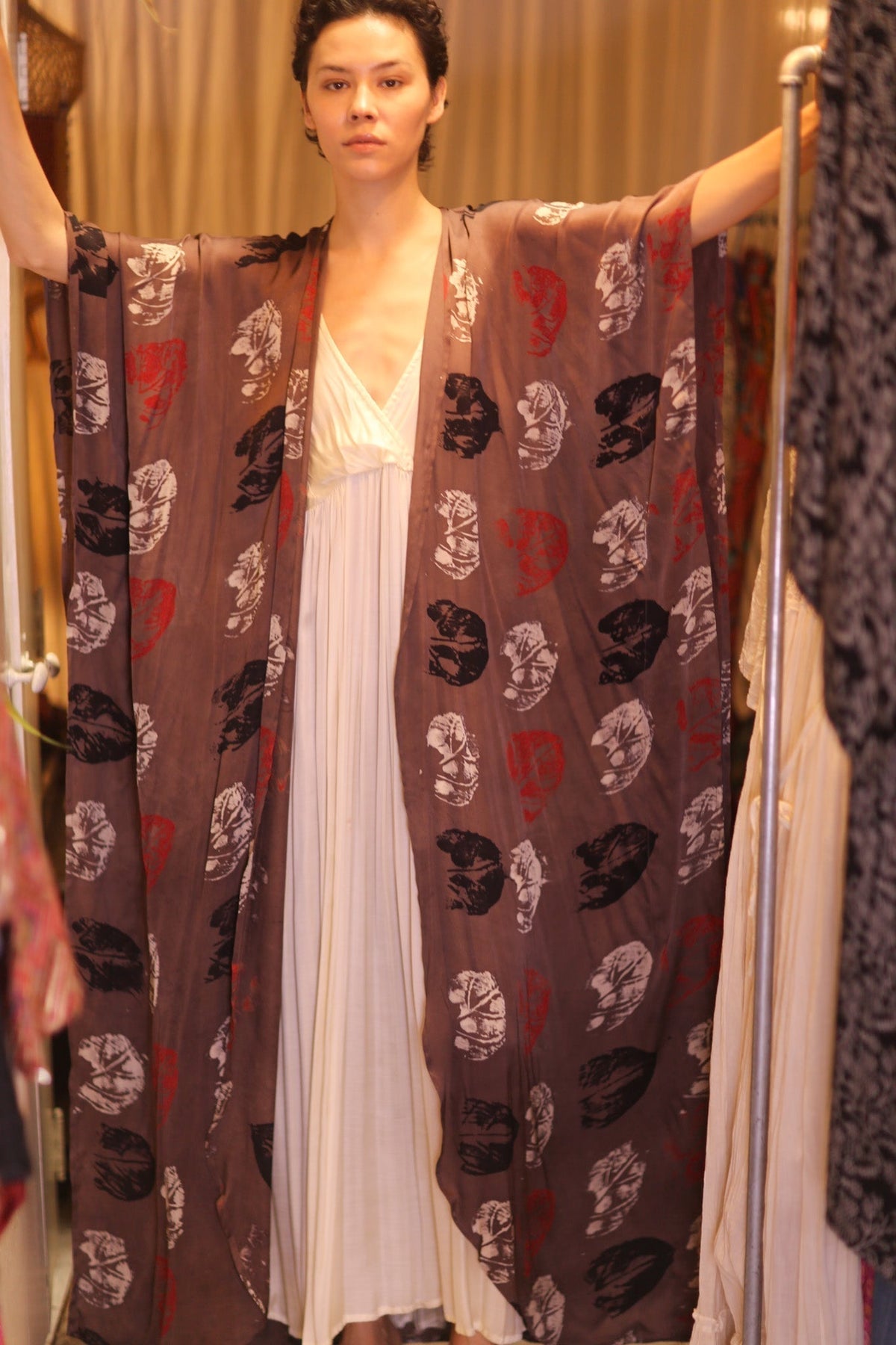SILK LONG KIMONO WITH BELT NIKO - MOMO STUDIO BERLIN - Berlin Concept Store - sustainable & ethical fashion