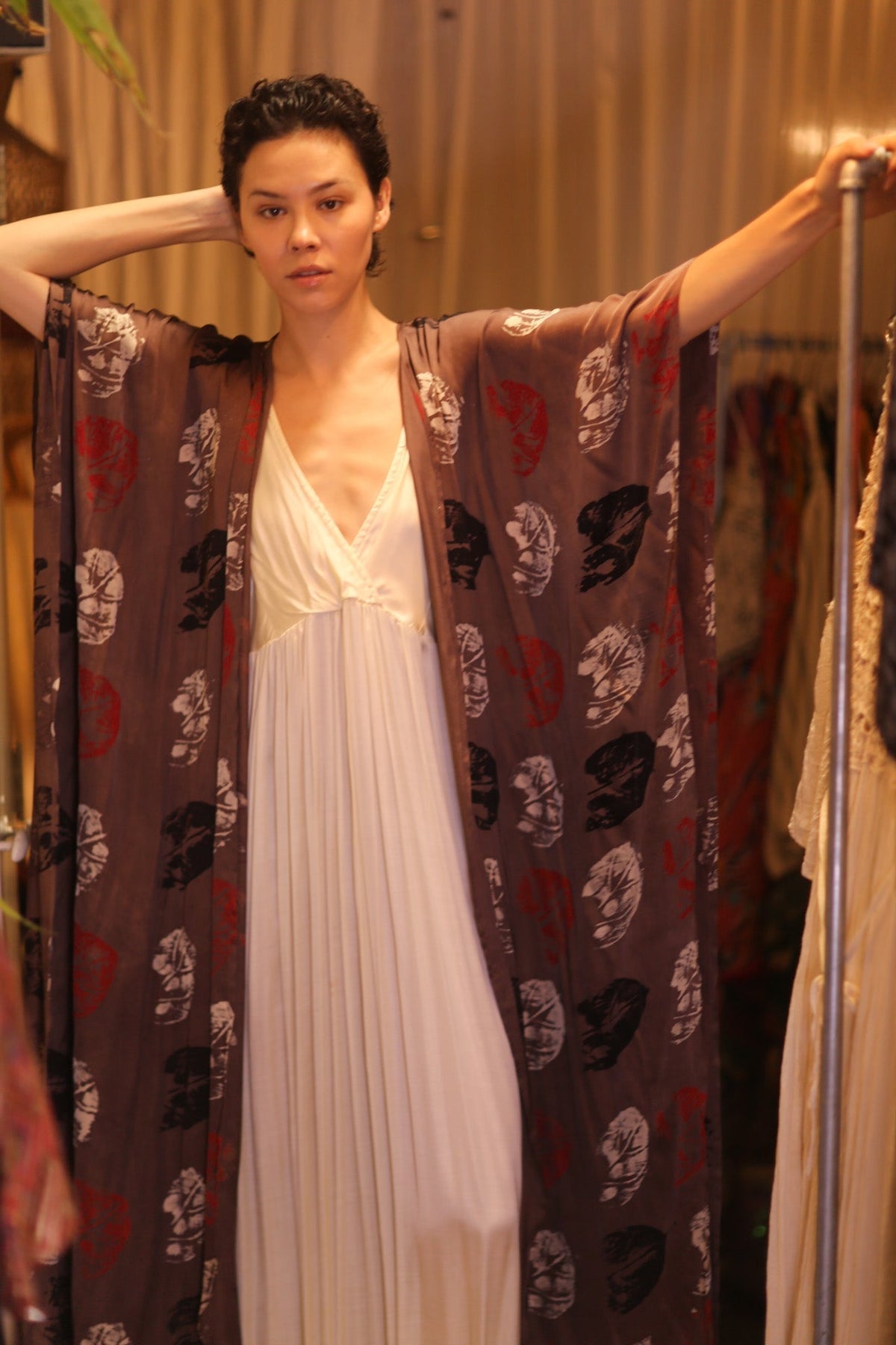 SILK LONG KIMONO WITH BELT NIKO - MOMO STUDIO BERLIN - Berlin Concept Store - sustainable & ethical fashion