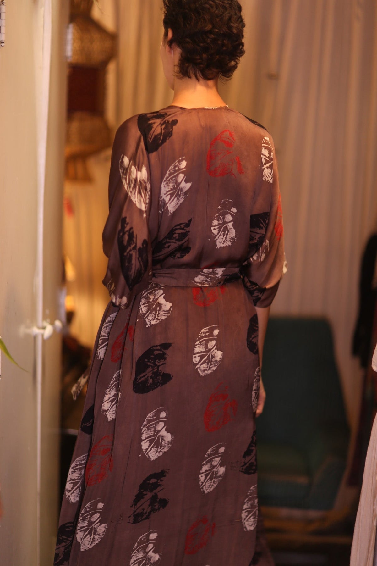 SILK LONG KIMONO WITH BELT NIKO - MOMO STUDIO BERLIN - Berlin Concept Store - sustainable & ethical fashion