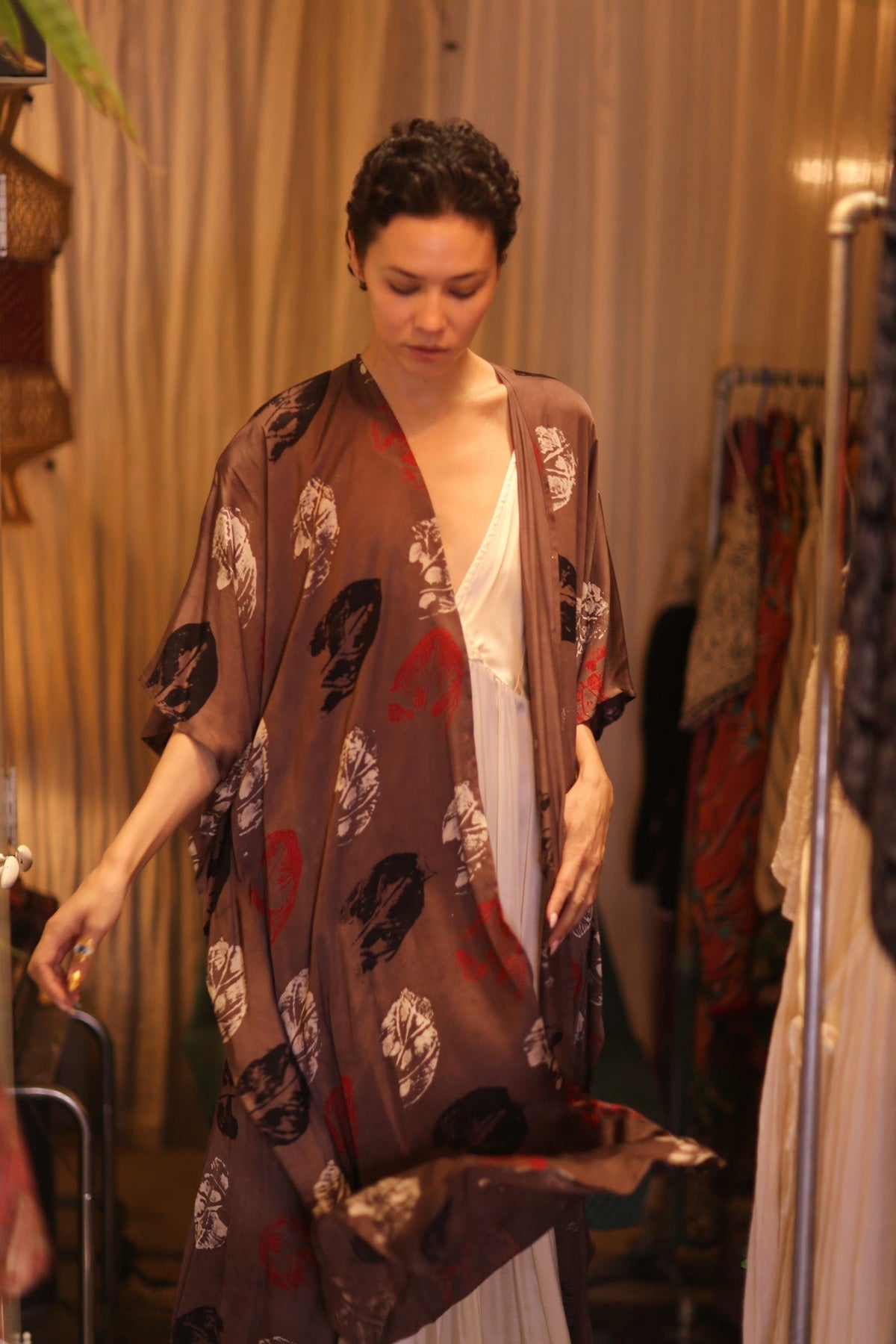 SILK LONG KIMONO WITH BELT NIKO - MOMO STUDIO BERLIN - Berlin Concept Store - sustainable & ethical fashion