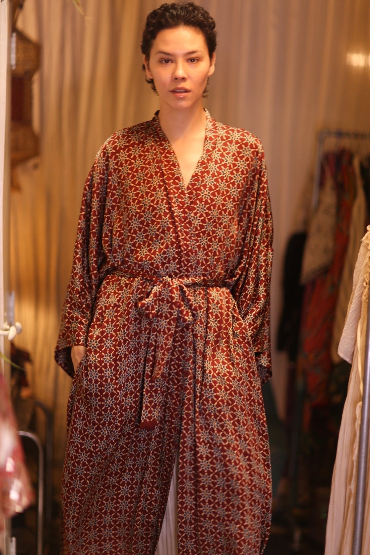 SILK LONG KIMONO WITH BELT UNI - MOMO STUDIO BERLIN - Berlin Concept Store - sustainable & ethical fashion