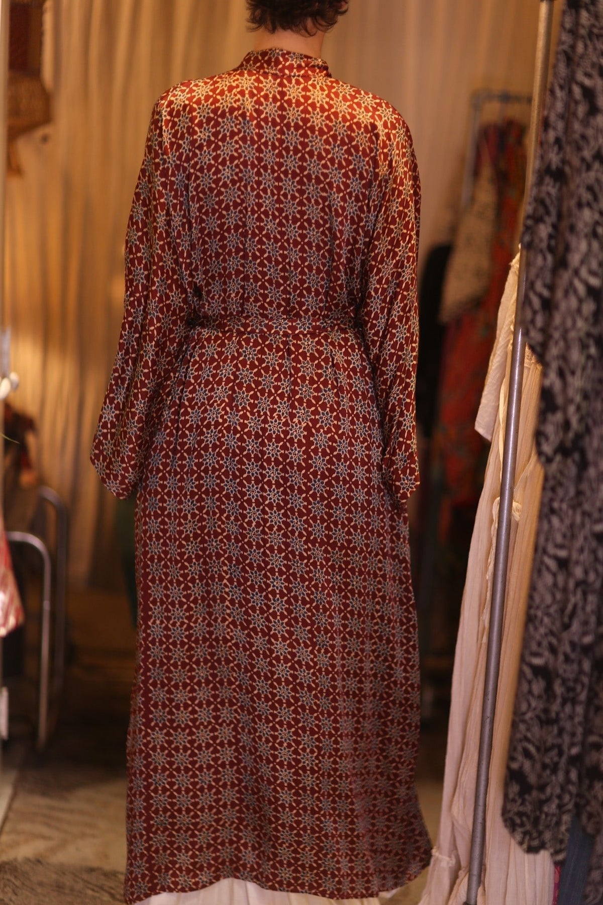 SILK LONG KIMONO WITH BELT UNI - MOMO STUDIO BERLIN - Berlin Concept Store - sustainable & ethical fashion