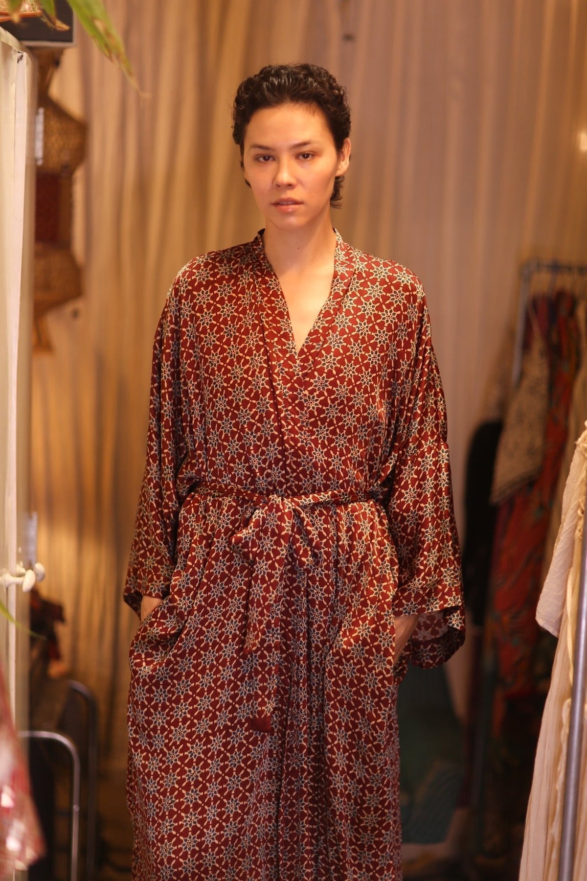 SILK LONG KIMONO WITH BELT UNI - MOMO STUDIO BERLIN - Berlin Concept Store - sustainable & ethical fashion