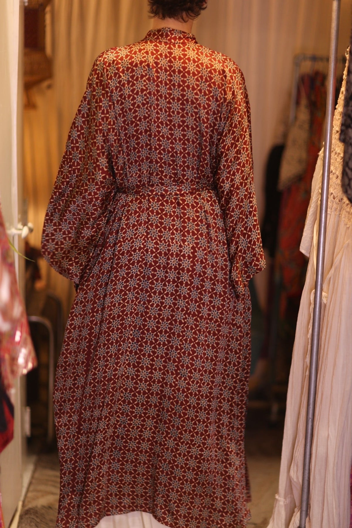 SILK LONG KIMONO WITH BELT UNI - MOMO STUDIO BERLIN - Berlin Concept Store - sustainable & ethical fashion