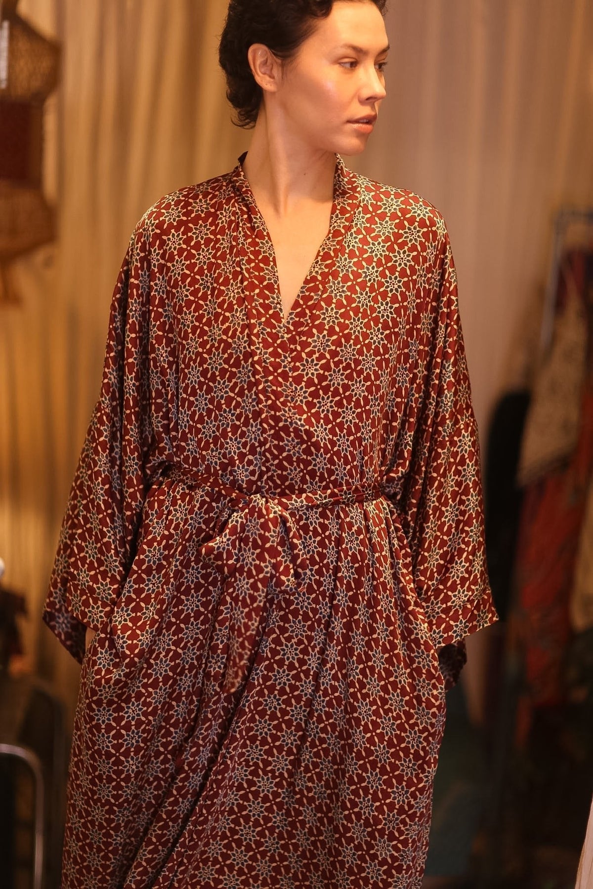 SILK LONG KIMONO WITH BELT UNI - MOMO STUDIO BERLIN - Berlin Concept Store - sustainable & ethical fashion