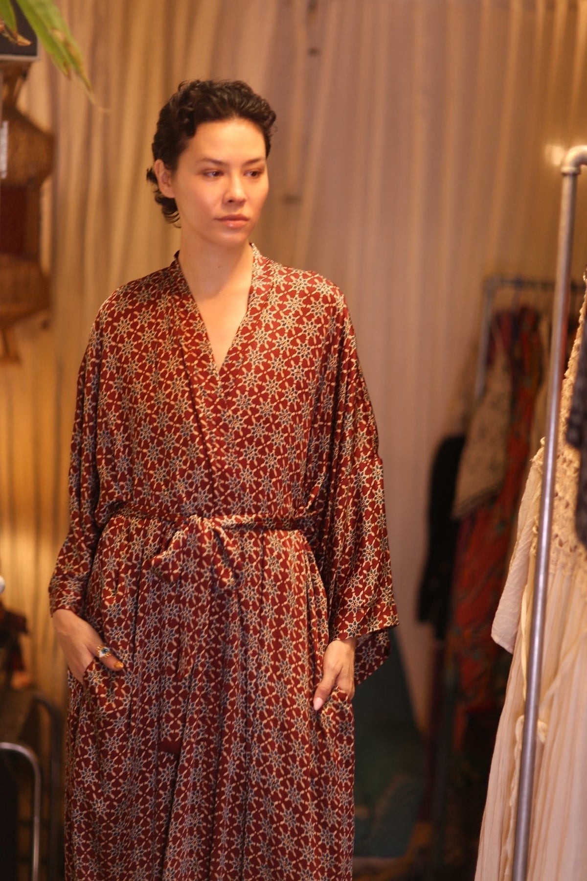 SILK LONG KIMONO WITH BELT UNI - MOMO STUDIO BERLIN - Berlin Concept Store - sustainable & ethical fashion