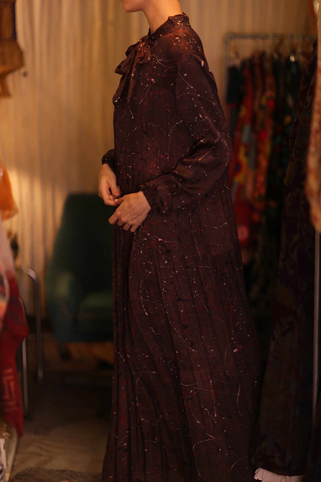 SILK MAXI BUTTONED DRESS LOA BROWNIE - MOMO STUDIO BERLIN - Berlin Concept Store - sustainable & ethical fashion
