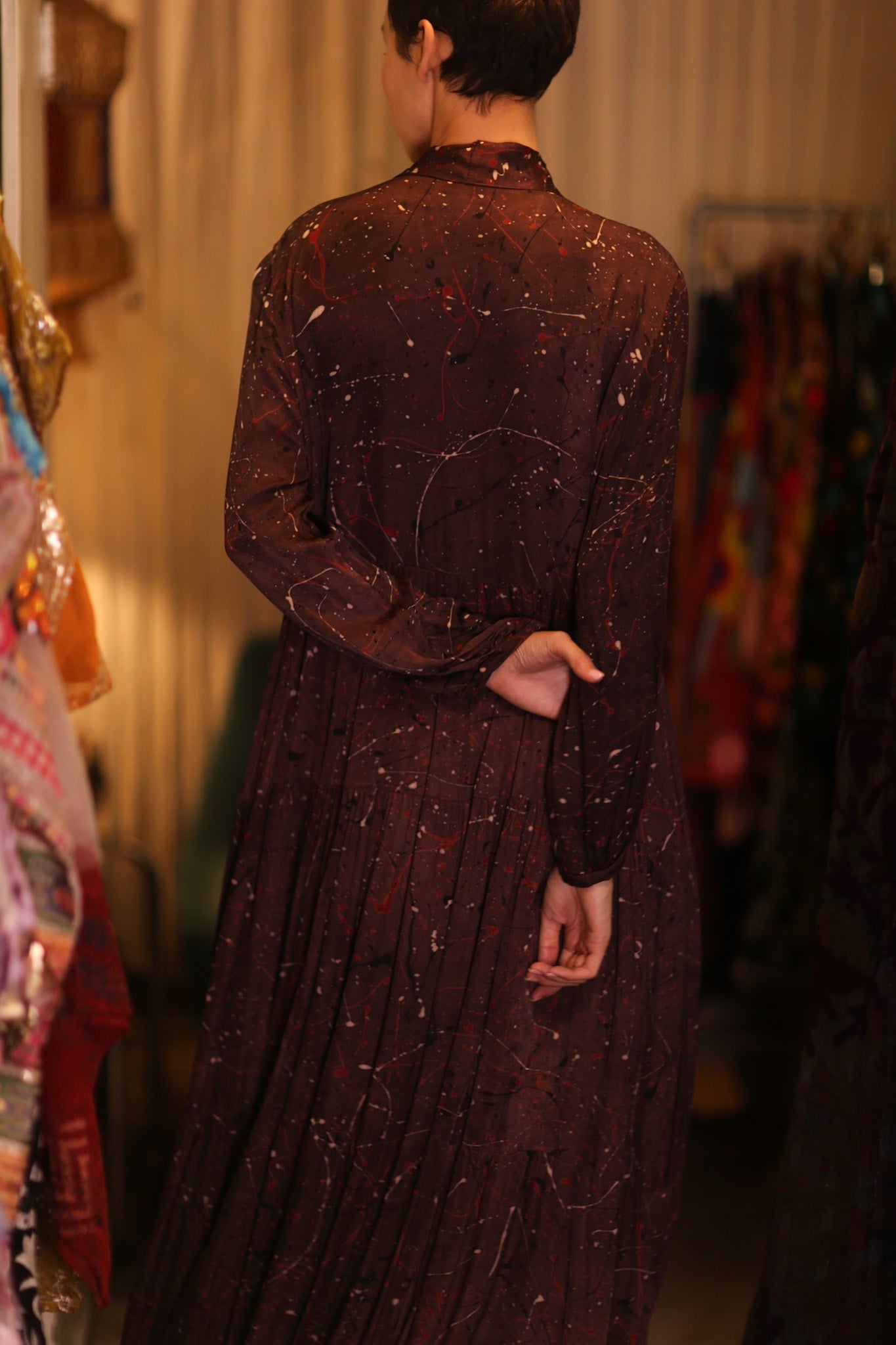 SILK MAXI BUTTONED DRESS LOA BROWNIE - MOMO STUDIO BERLIN - Berlin Concept Store - sustainable & ethical fashion