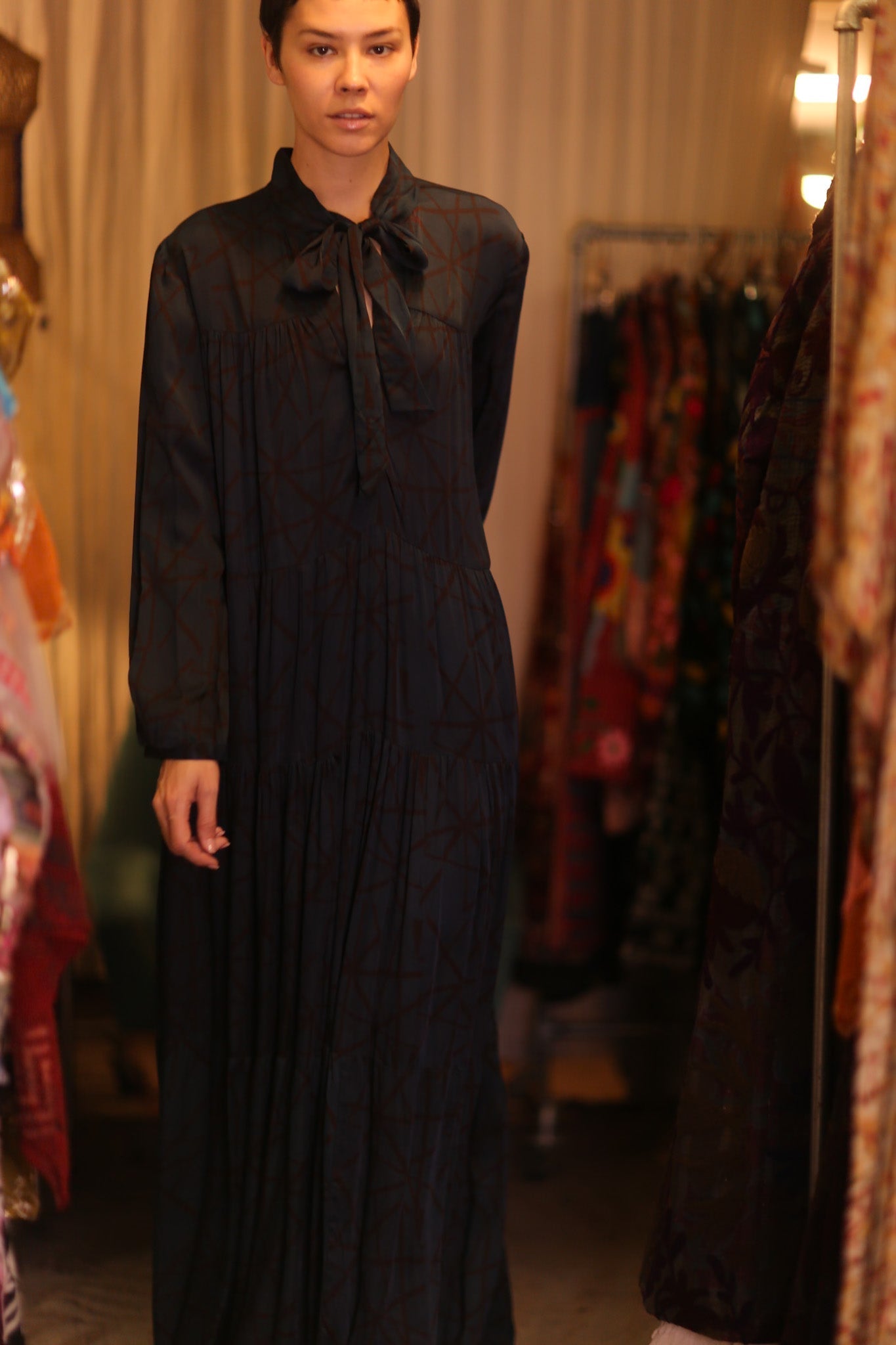 SILK MAXI BUTTONED DRESS LOA IRENA - MOMO STUDIO BERLIN - Berlin Concept Store - sustainable & ethical fashion