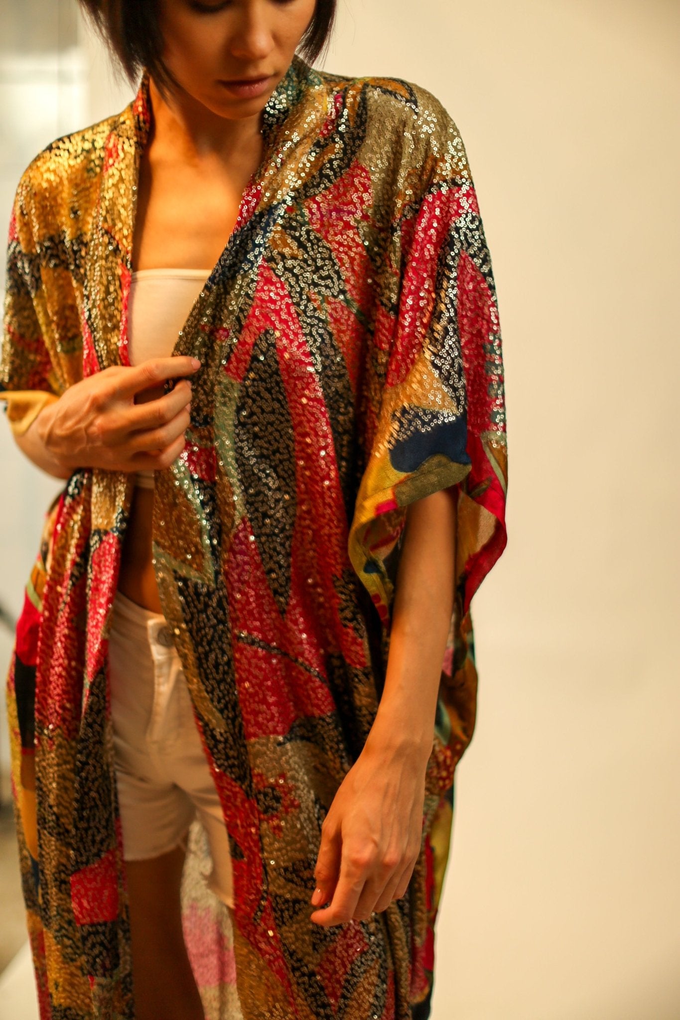 SILK SEQUIN EMBROIDERED KIMONO AVAPOEL - MOMO STUDIO BERLIN - Berlin Concept Store - sustainable & ethical fashion