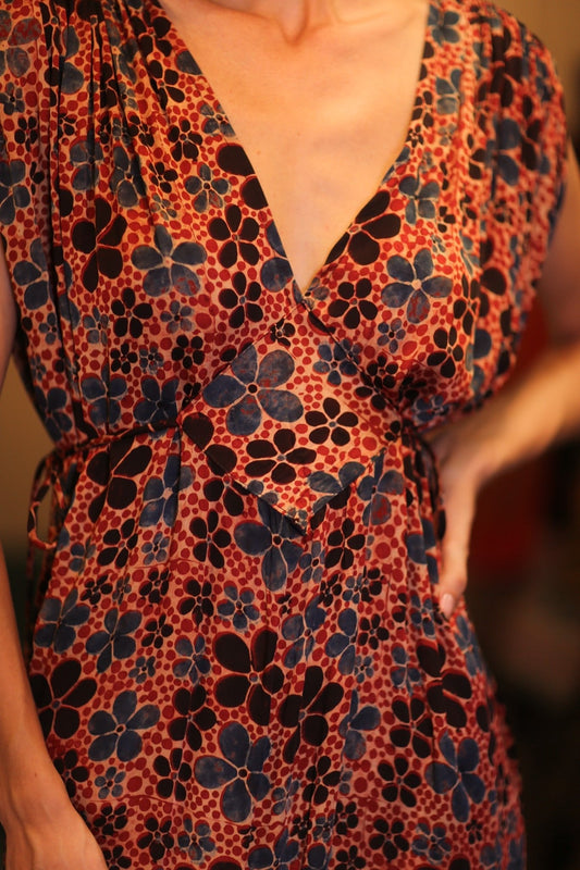 SILK VICTORIA DRESS FRANGIPANI - BANGKOK TAILOR CLOTHING STORE - HANDMADE CLOTHING