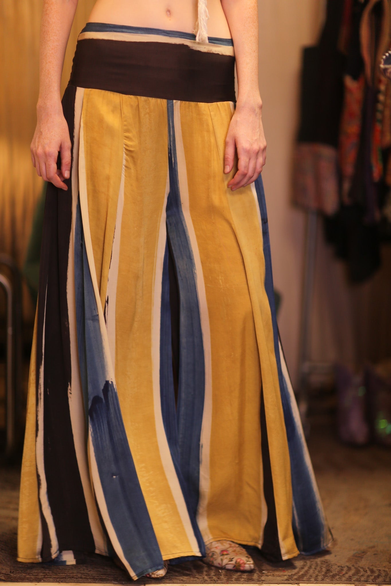 SILK WIDE LEG LONG PANT BEACH VIDE - BANGKOK TAILOR CLOTHING STORE - HANDMADE CLOTHING