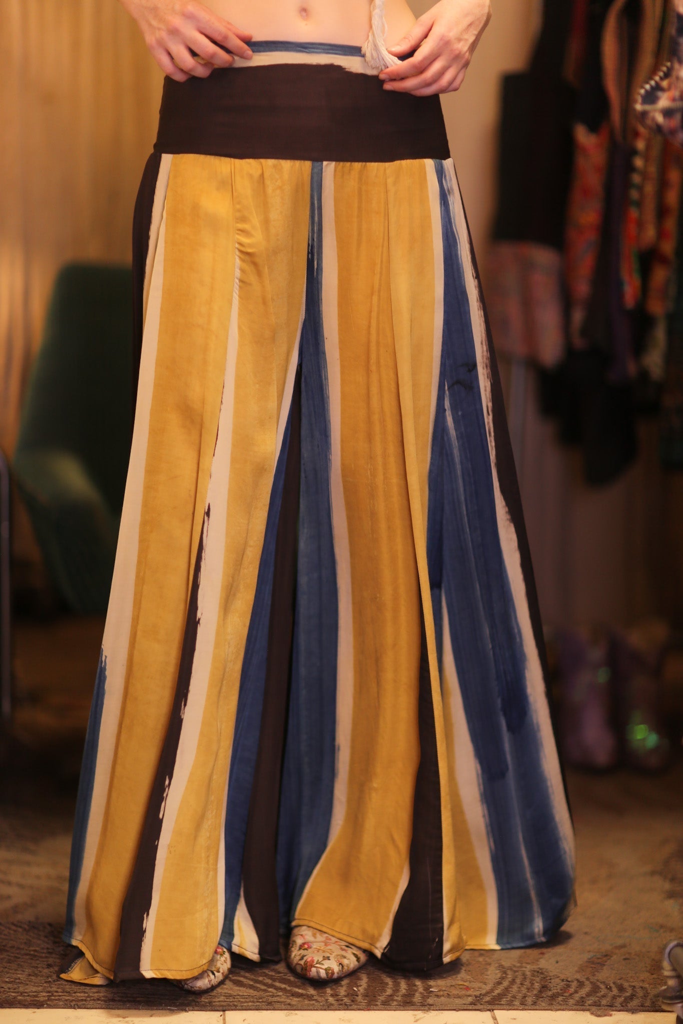 SILK WIDE LEG LONG PANT BEACH VIDE - BANGKOK TAILOR CLOTHING STORE - HANDMADE CLOTHING
