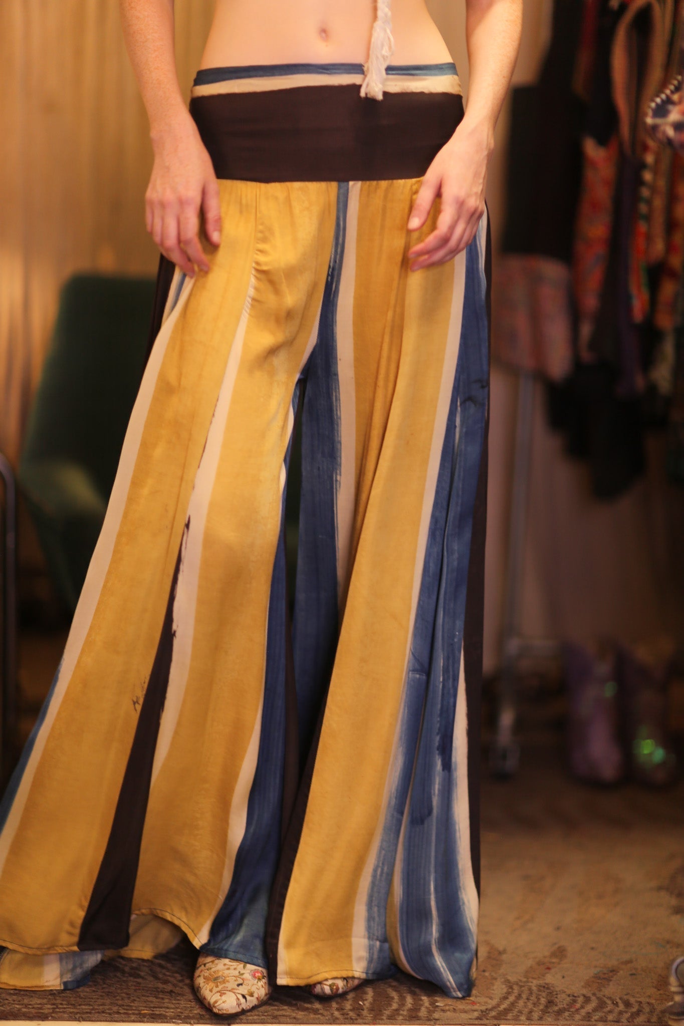SILK WIDE LEG LONG PANT BEACH VIDE - BANGKOK TAILOR CLOTHING STORE - HANDMADE CLOTHING