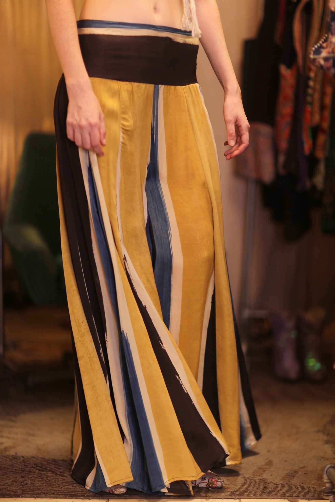 SILK WIDE LEG LONG PANT BEACH VIDE - BANGKOK TAILOR CLOTHING STORE - HANDMADE CLOTHING
