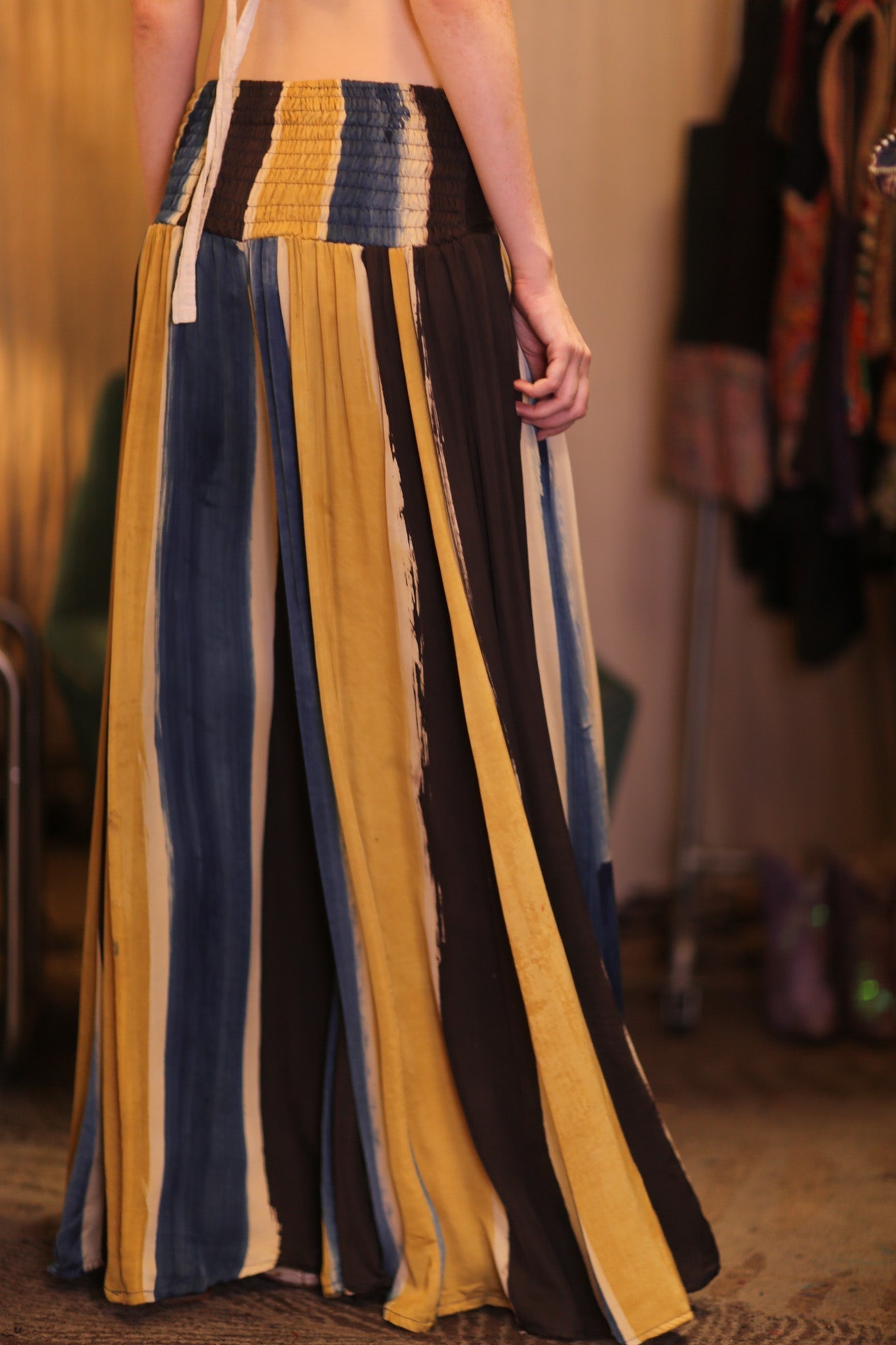 SILK WIDE LEG LONG PANT BEACH VIDE - BANGKOK TAILOR CLOTHING STORE - HANDMADE CLOTHING