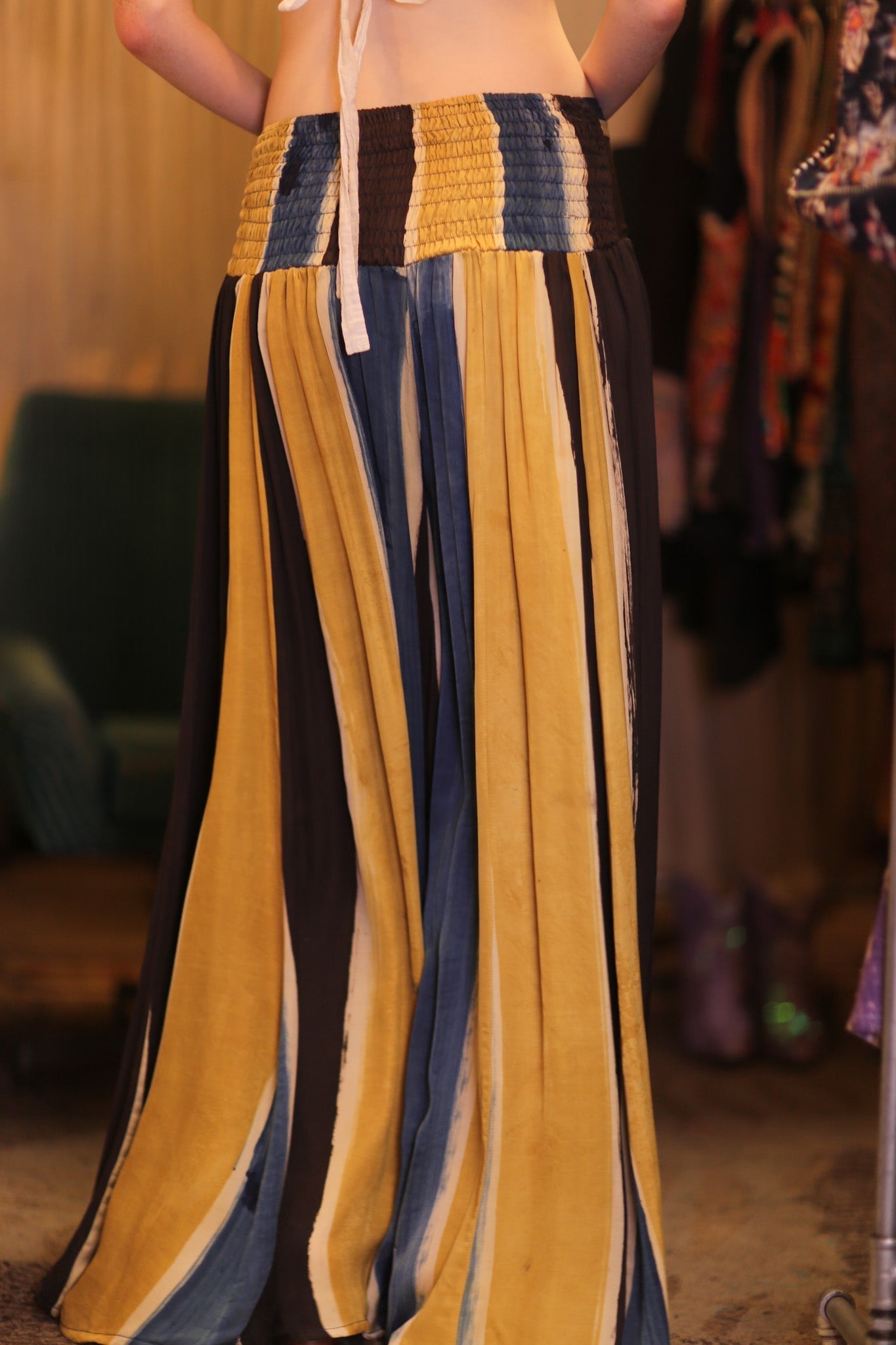 SILK WIDE LEG LONG PANT BEACH VIDE - BANGKOK TAILOR CLOTHING STORE - HANDMADE CLOTHING