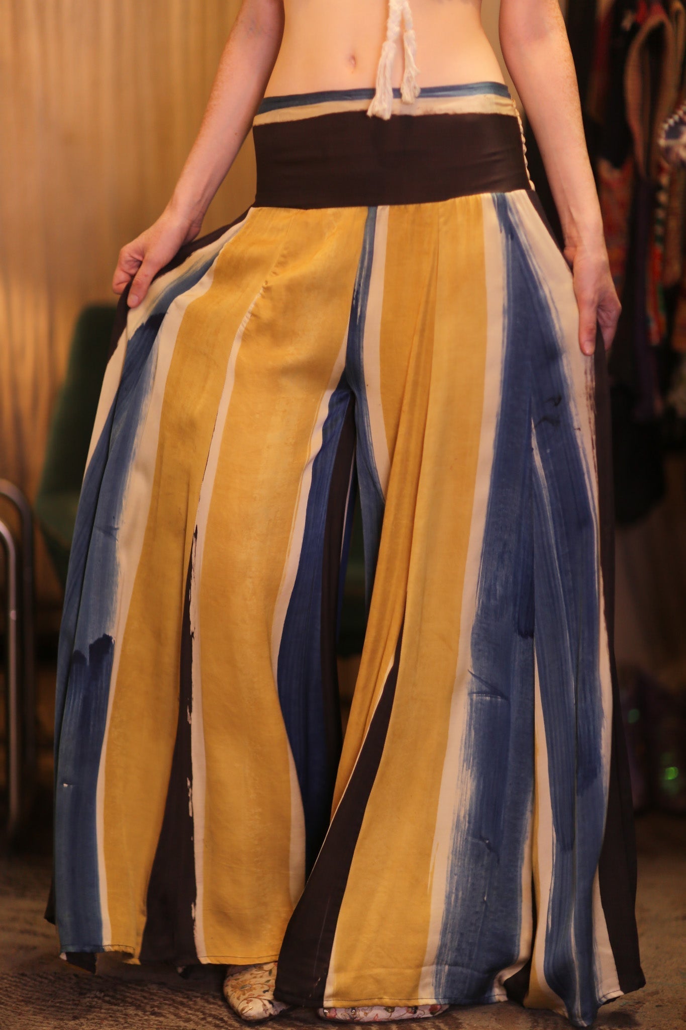 SILK WIDE LEG LONG PANT BEACH VIDE - BANGKOK TAILOR CLOTHING STORE - HANDMADE CLOTHING