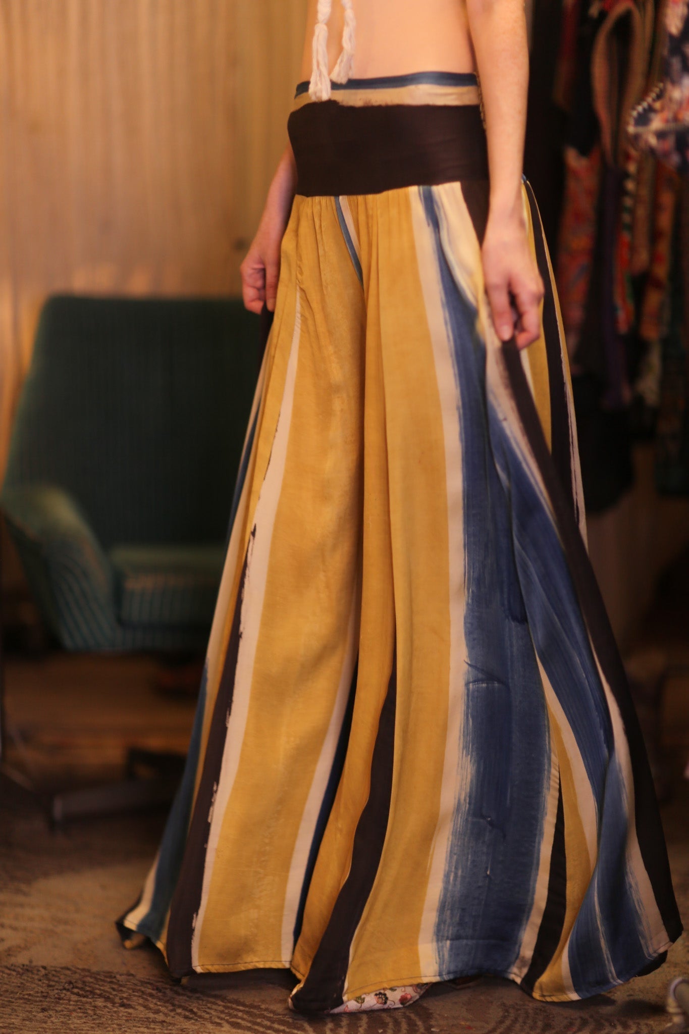 SILK WIDE LEG LONG PANT BEACH VIDE - BANGKOK TAILOR CLOTHING STORE - HANDMADE CLOTHING
