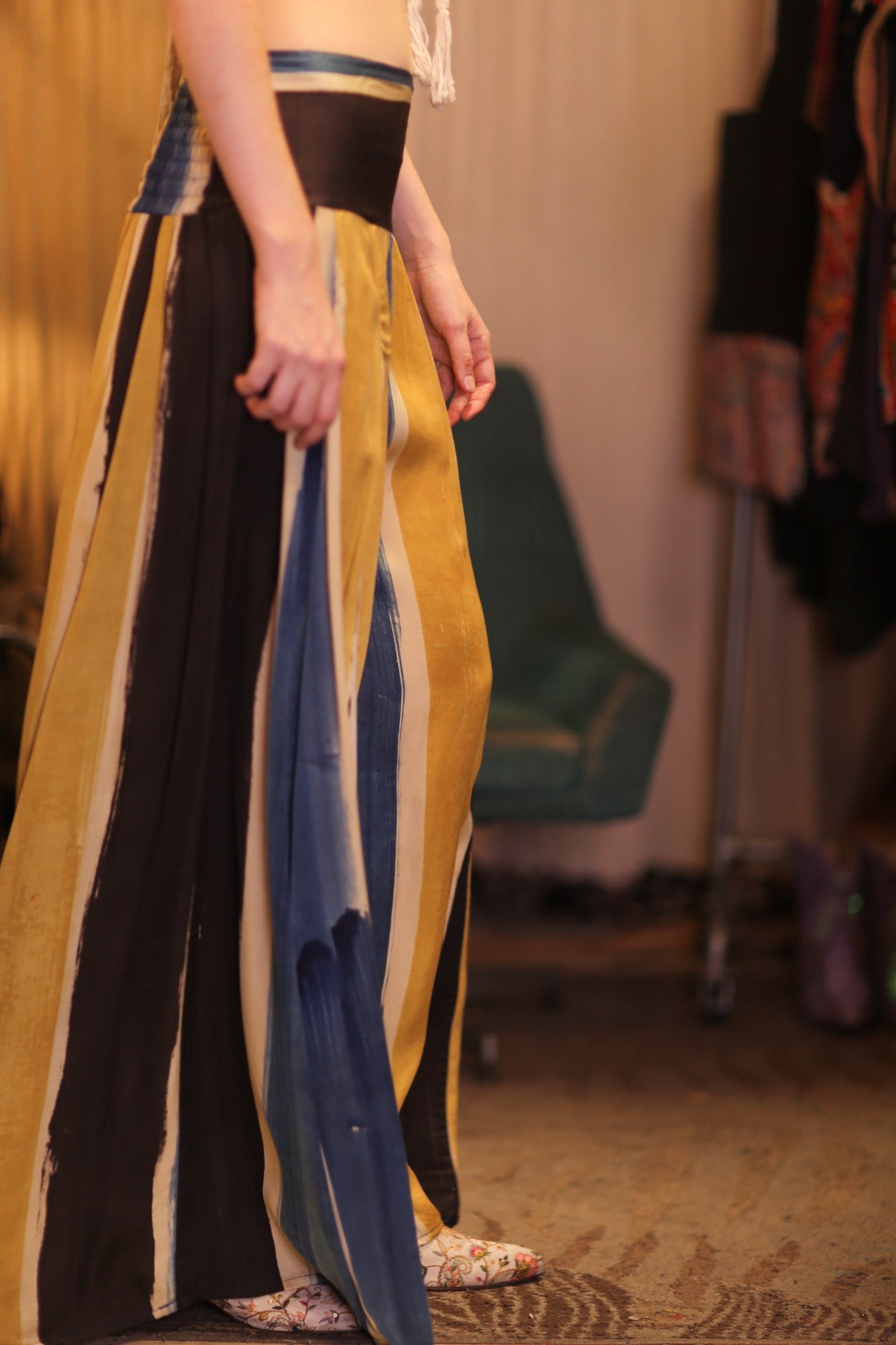 SILK WIDE LEG LONG PANT BEACH VIDE - BANGKOK TAILOR CLOTHING STORE - HANDMADE CLOTHING