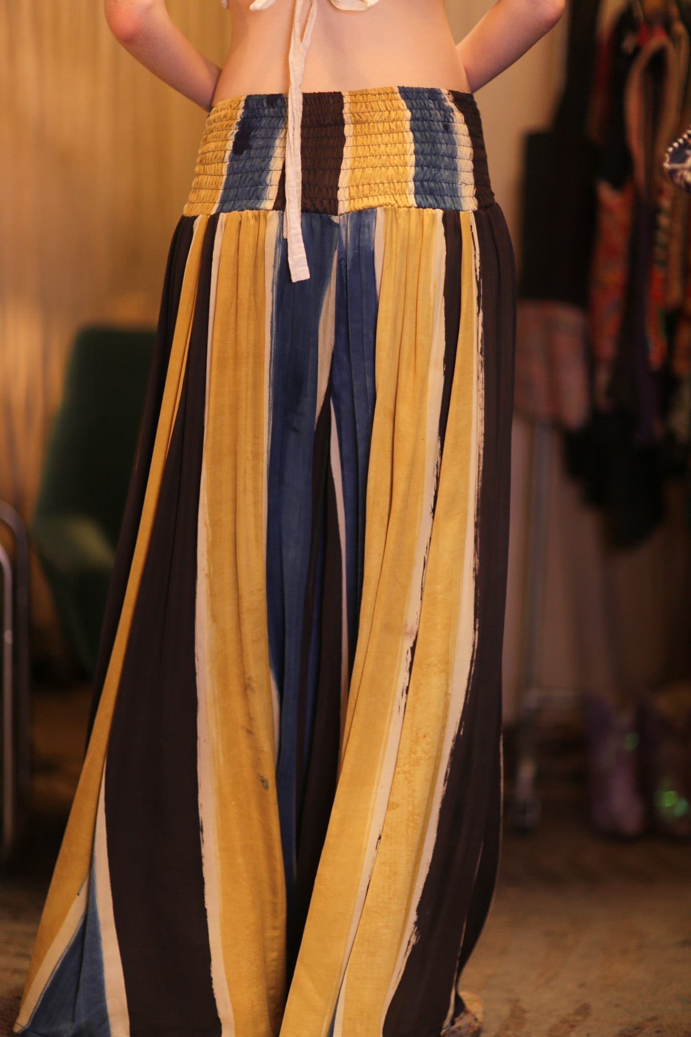 SILK WIDE LEG LONG PANT BEACH VIDE - BANGKOK TAILOR CLOTHING STORE - HANDMADE CLOTHING