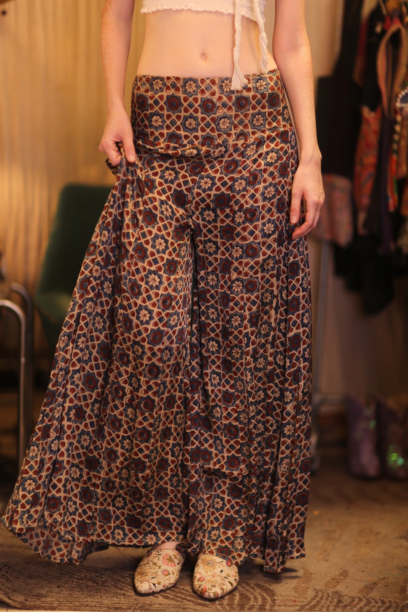 SILK WIDE LEG LONG PANT MHANKWET - BANGKOK TAILOR CLOTHING STORE - HANDMADE CLOTHING