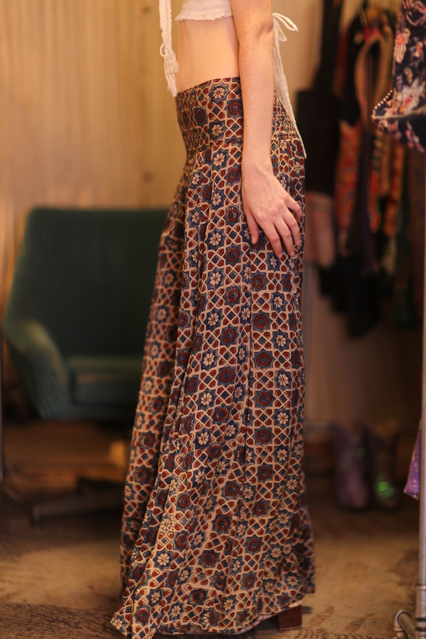 SILK WIDE LEG LONG PANT MHANKWET - BANGKOK TAILOR CLOTHING STORE - HANDMADE CLOTHING