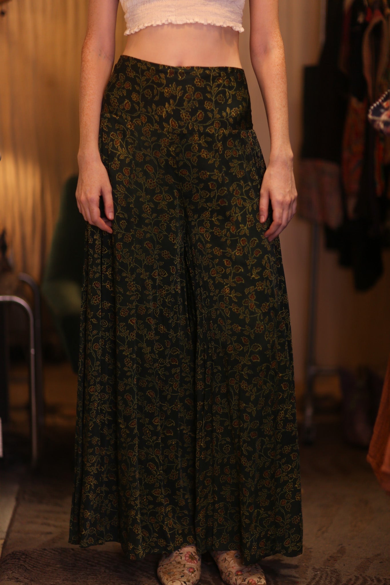 SIlK WIDE LEGS LONG PANTS RUBY FLAMBOYANT - BANGKOK TAILOR CLOTHING STORE - HANDMADE CLOTHING
