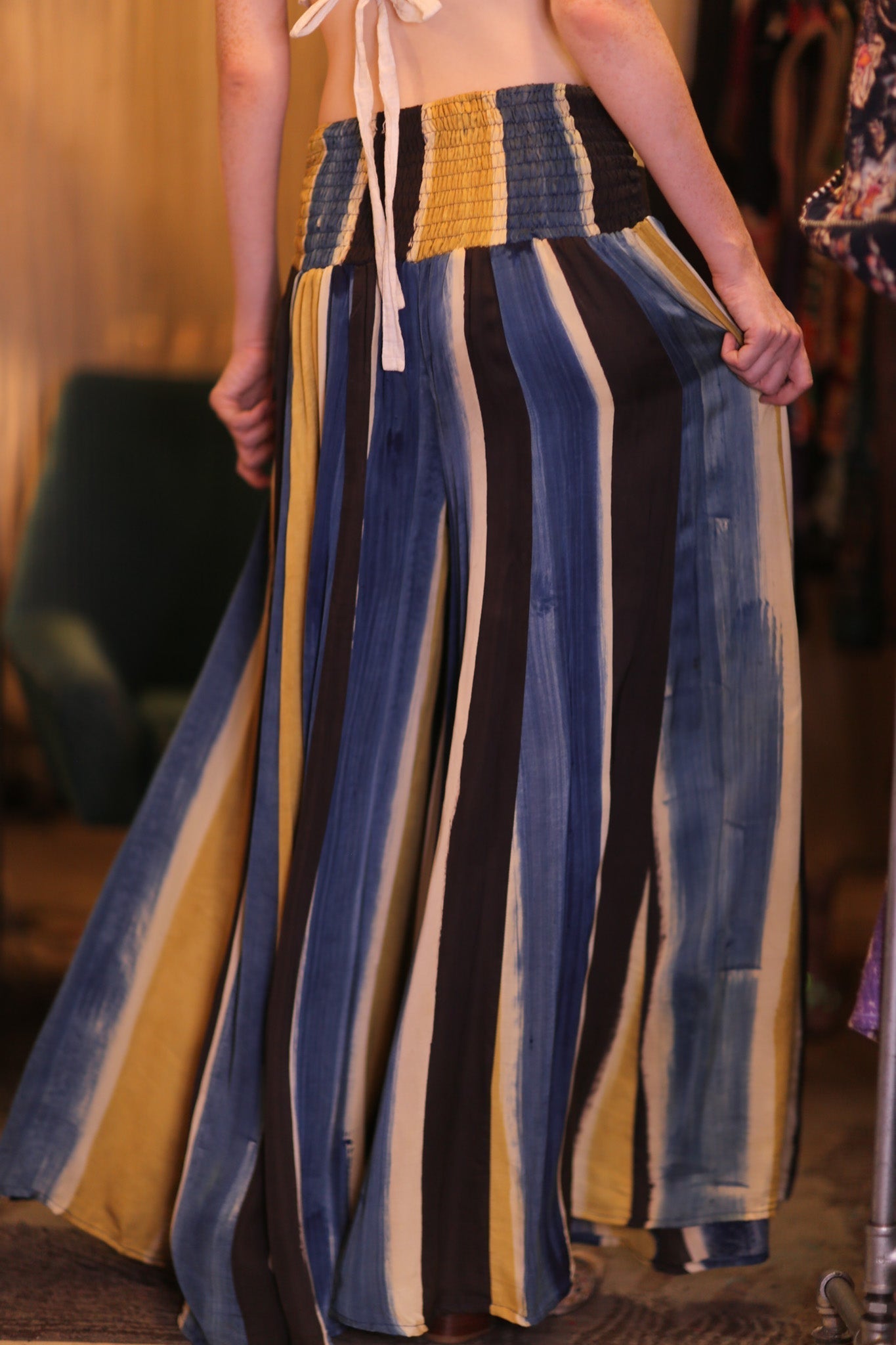 SILK WIDE LEGS LONG PANTS THESEAS - BANGKOK TAILOR CLOTHING STORE - HANDMADE CLOTHING