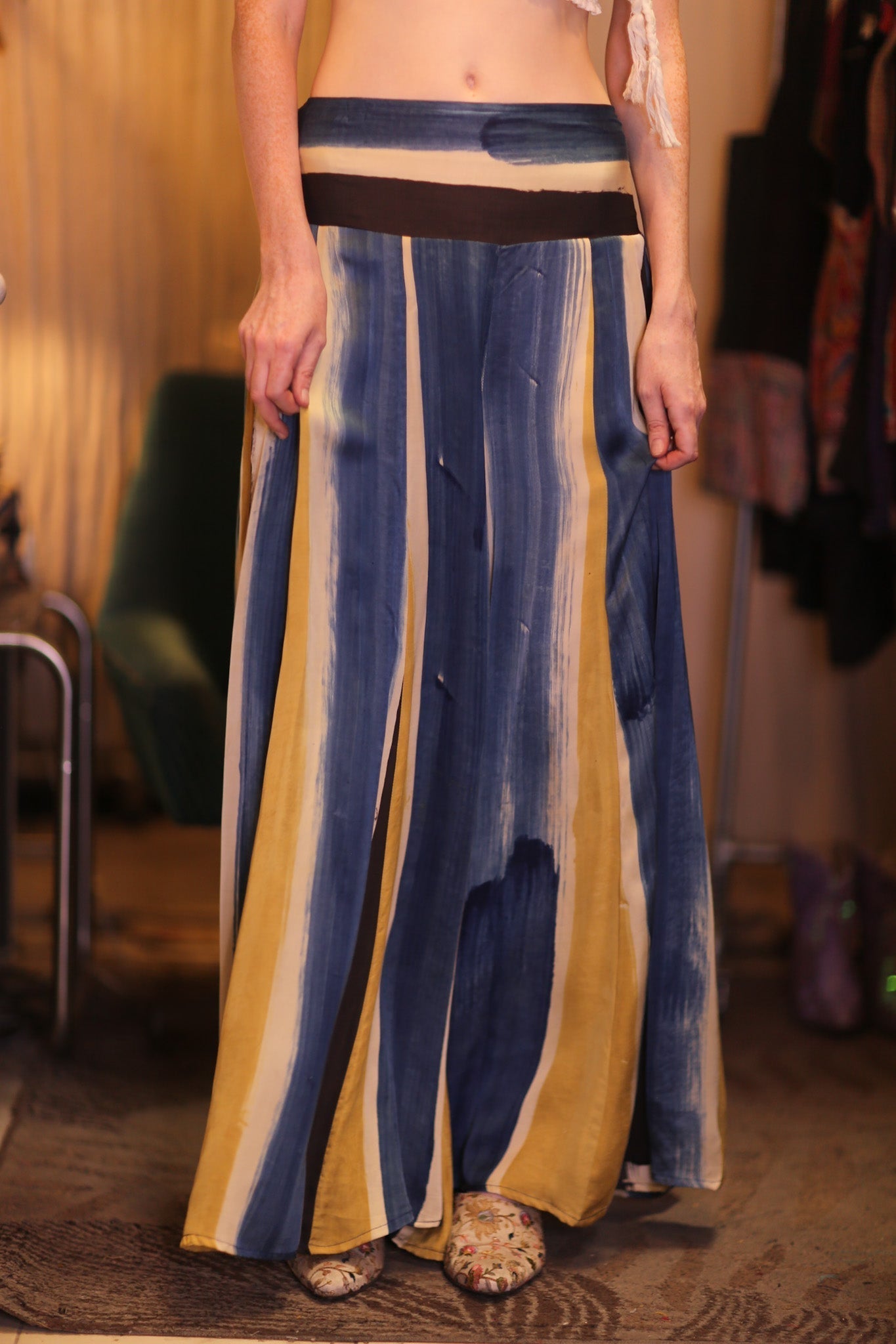 SILK WIDE LEGS LONG PANTS THESEAS - BANGKOK TAILOR CLOTHING STORE - HANDMADE CLOTHING