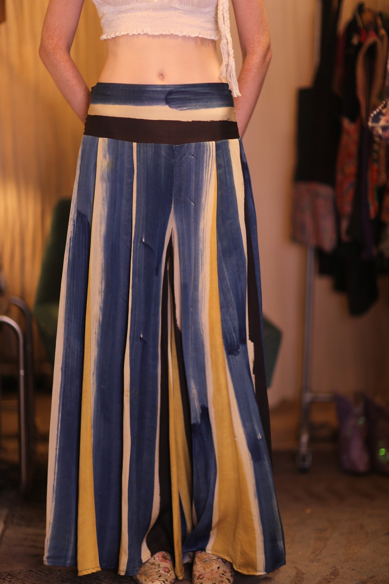 SILK WIDE LEGS LONG PANTS THESEAS - BANGKOK TAILOR CLOTHING STORE - HANDMADE CLOTHING