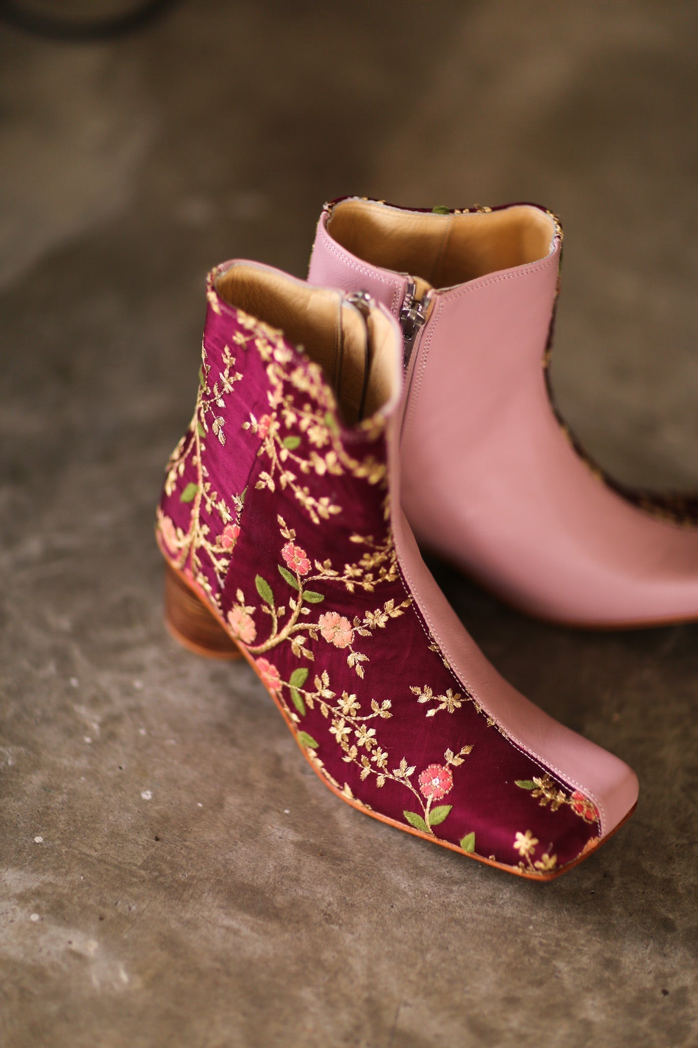 SPLIT FABRIC PINK LEATHER BOOTS MOANA - MOMO STUDIO BERLIN - Berlin Concept Store - sustainable & ethical fashion