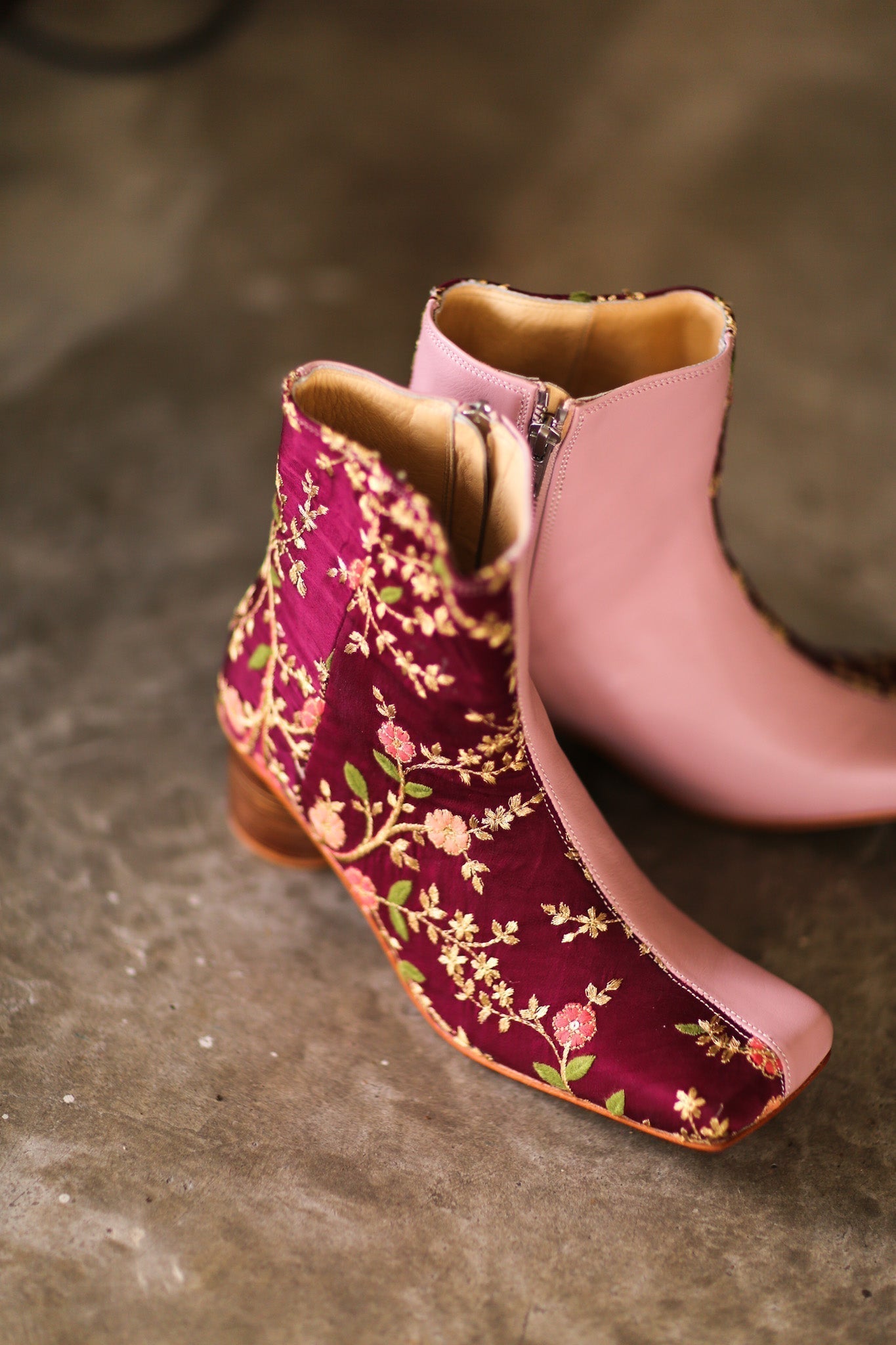 SPLIT FABRIC PINK LEATHER BOOTS MOANA - MOMO STUDIO BERLIN - Berlin Concept Store - sustainable & ethical fashion