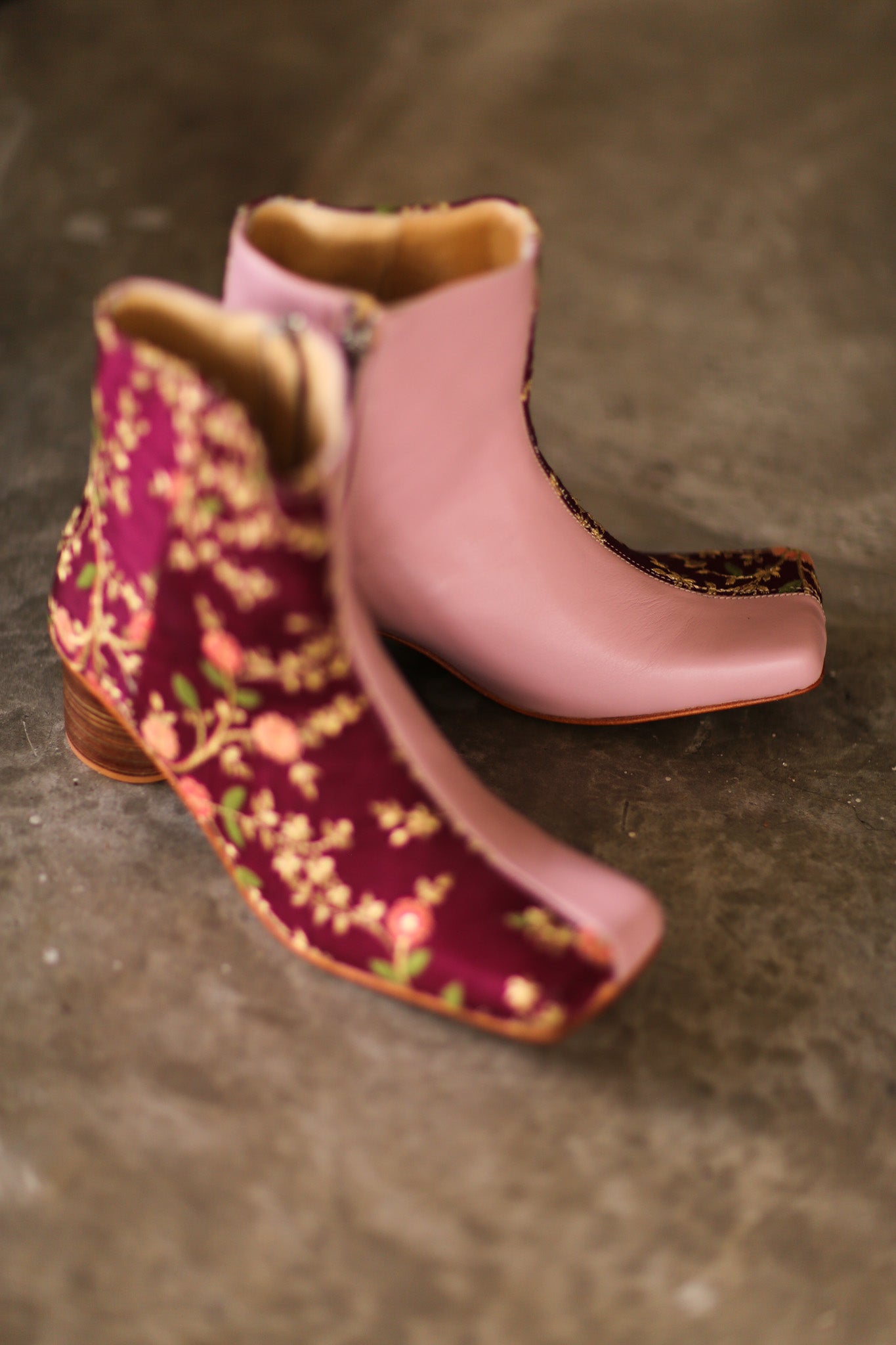 SPLIT FABRIC PINK LEATHER BOOTS MOANA - MOMO STUDIO BERLIN - Berlin Concept Store - sustainable & ethical fashion