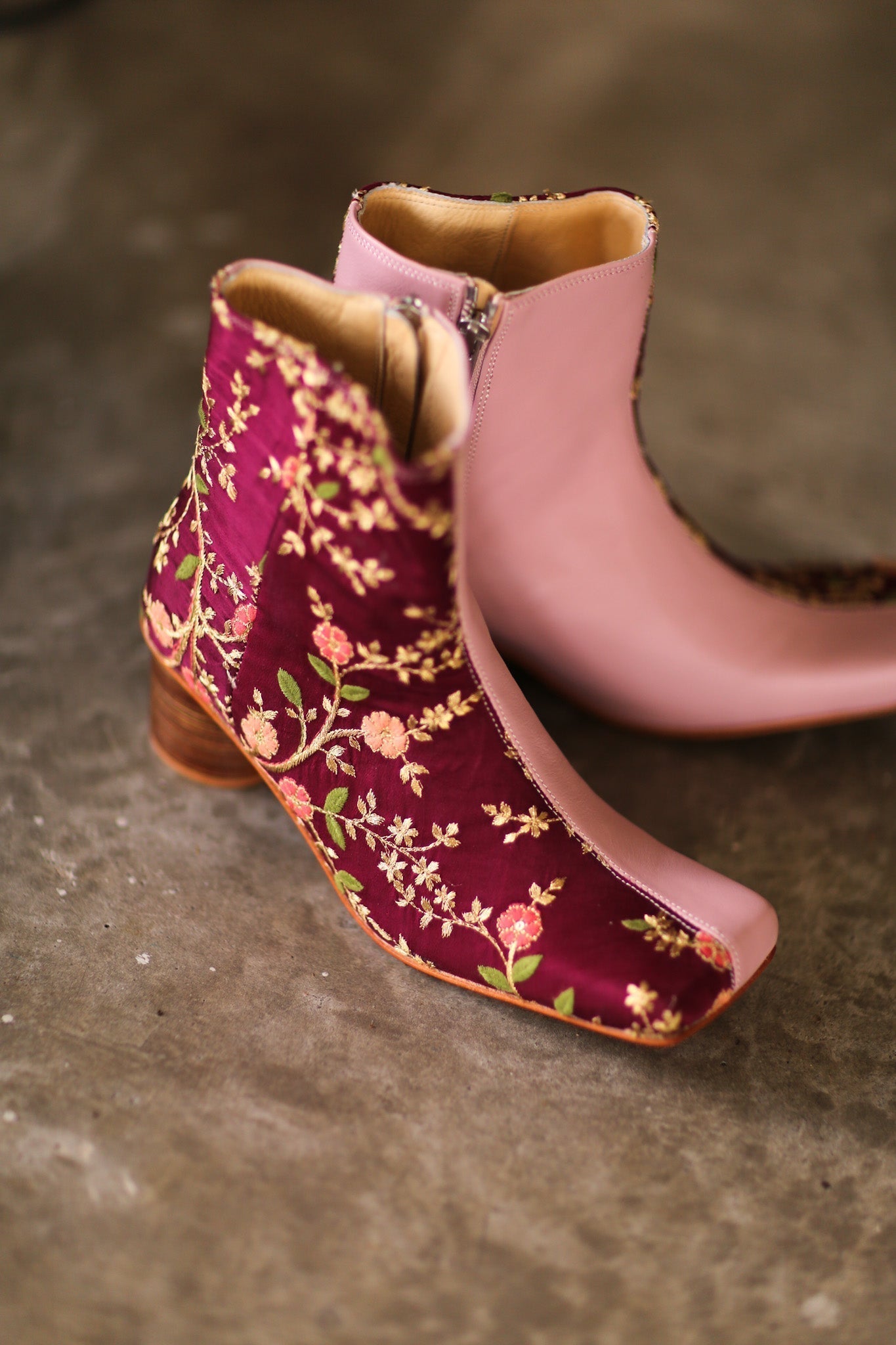 SPLIT FABRIC PINK LEATHER BOOTS MOANA - MOMO STUDIO BERLIN - Berlin Concept Store - sustainable & ethical fashion