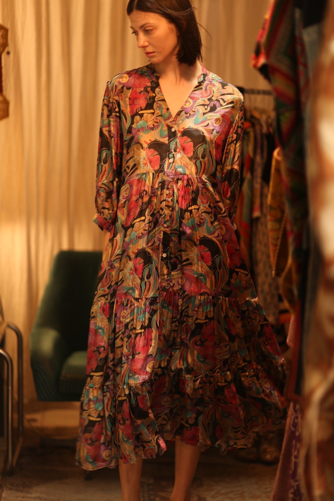 SUSIE SILK DRESS BLACK JUNGLE FEVER - MOMO STUDIO BERLIN - Berlin Concept Store - sustainable & ethical fashion