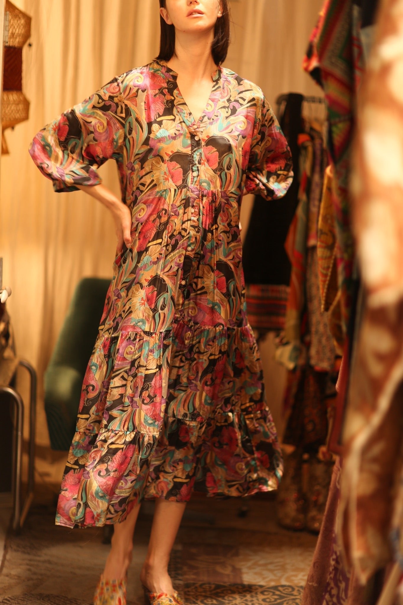 SUSIE SILK DRESS BLACK JUNGLE FEVER - MOMO STUDIO BERLIN - Berlin Concept Store - sustainable & ethical fashion