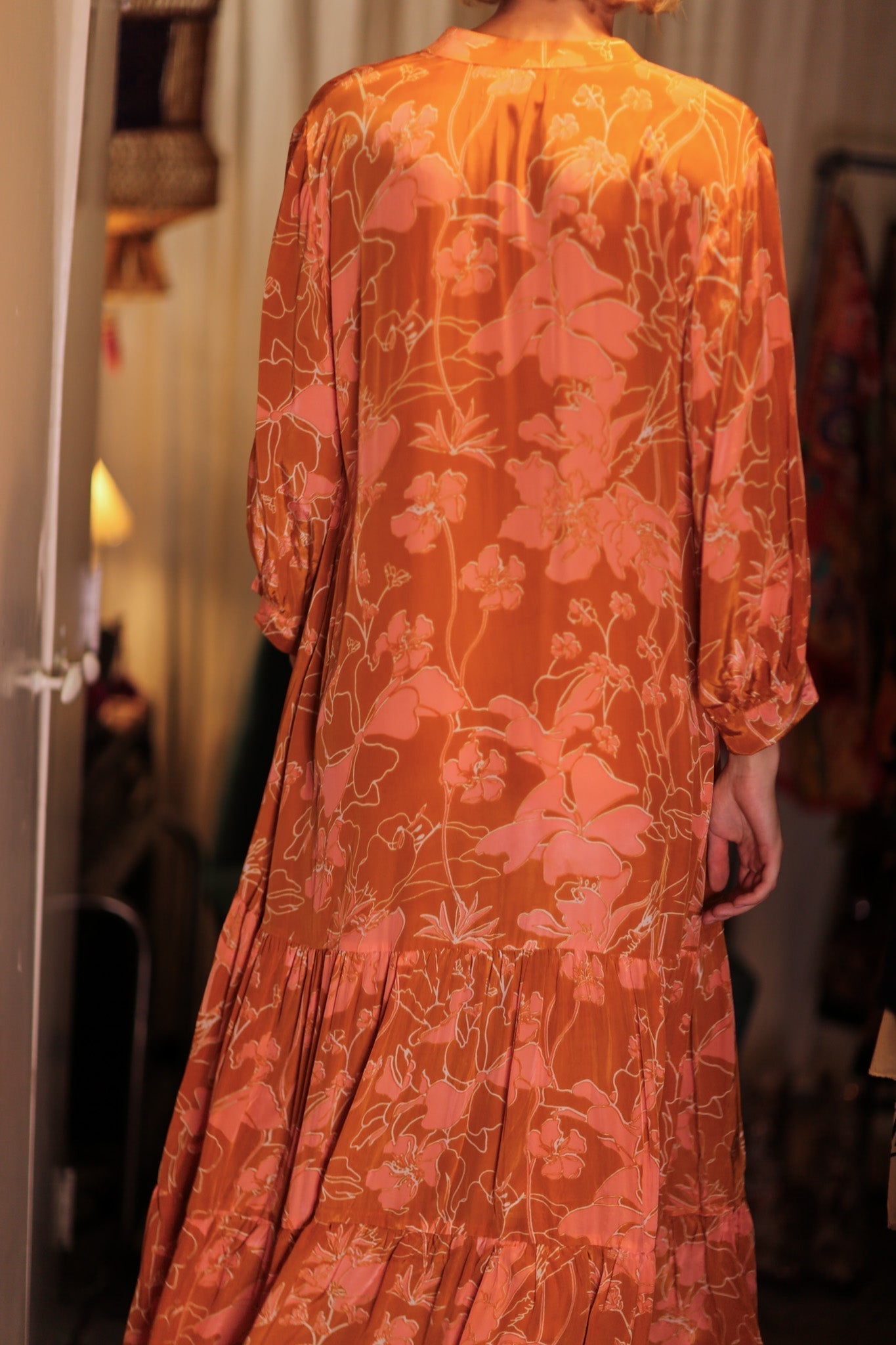 SUSIE SILK DRESS ORANGE FLOWER - MOMO STUDIO BERLIN - Berlin Concept Store - sustainable & ethical fashion