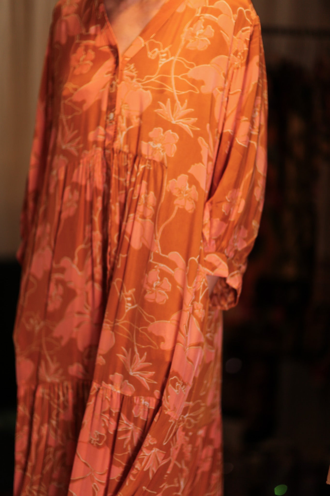 SUSIE SILK DRESS ORANGE FLOWER - MOMO STUDIO BERLIN - Berlin Concept Store - sustainable & ethical fashion