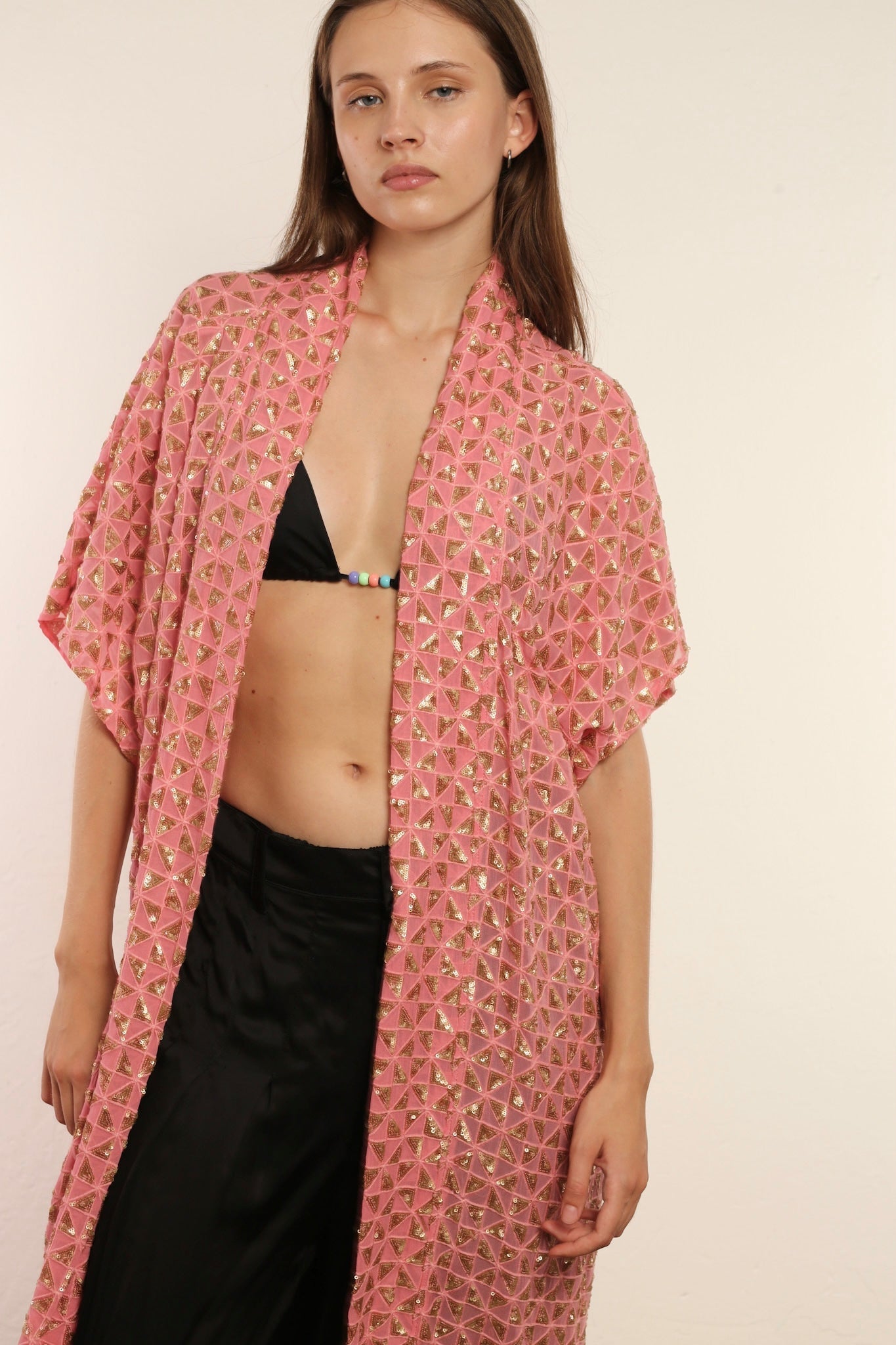 TRIANGLE GOLDEN PINK SILK KIMONO - MOMO STUDIO BERLIN - Berlin Concept Store - sustainable & ethical fashion