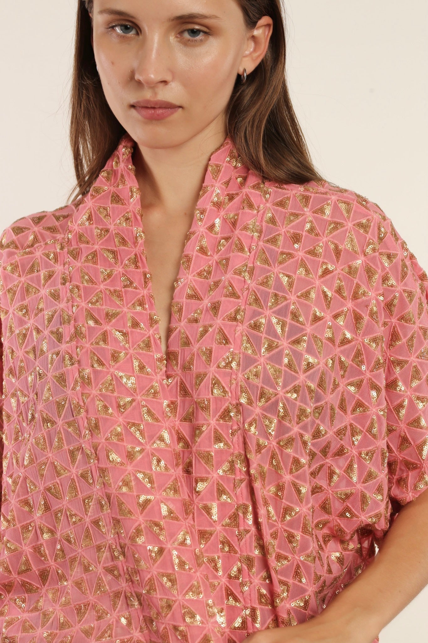 TRIANGLE GOLDEN PINK SILK KIMONO - MOMO STUDIO BERLIN - Berlin Concept Store - sustainable & ethical fashion