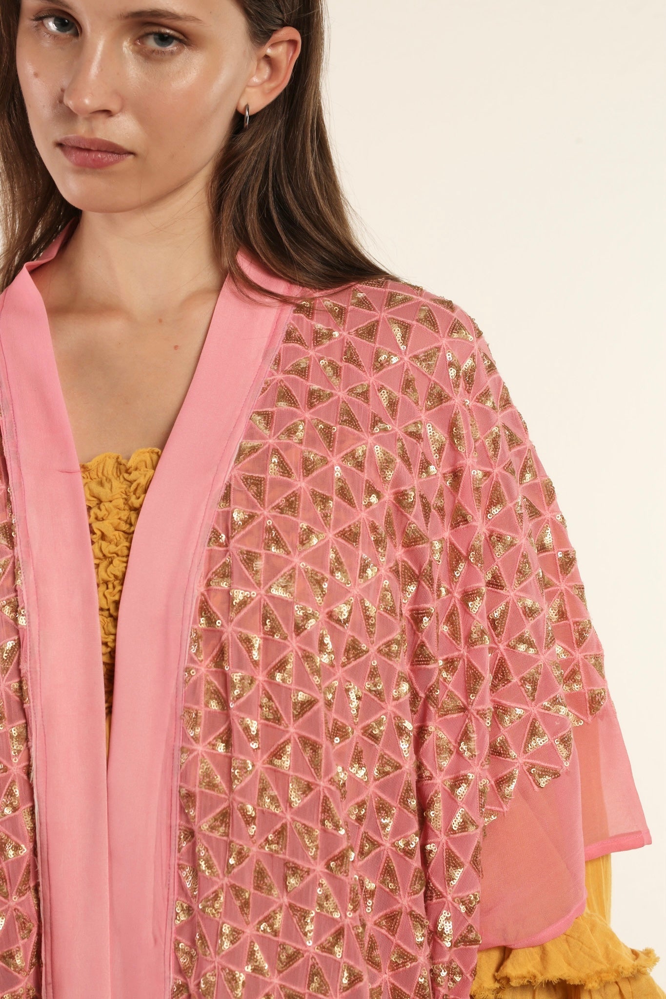 TRIANGLE GOLDEN PINK SILK KIMONO - MOMO STUDIO BERLIN - Berlin Concept Store - sustainable & ethical fashion