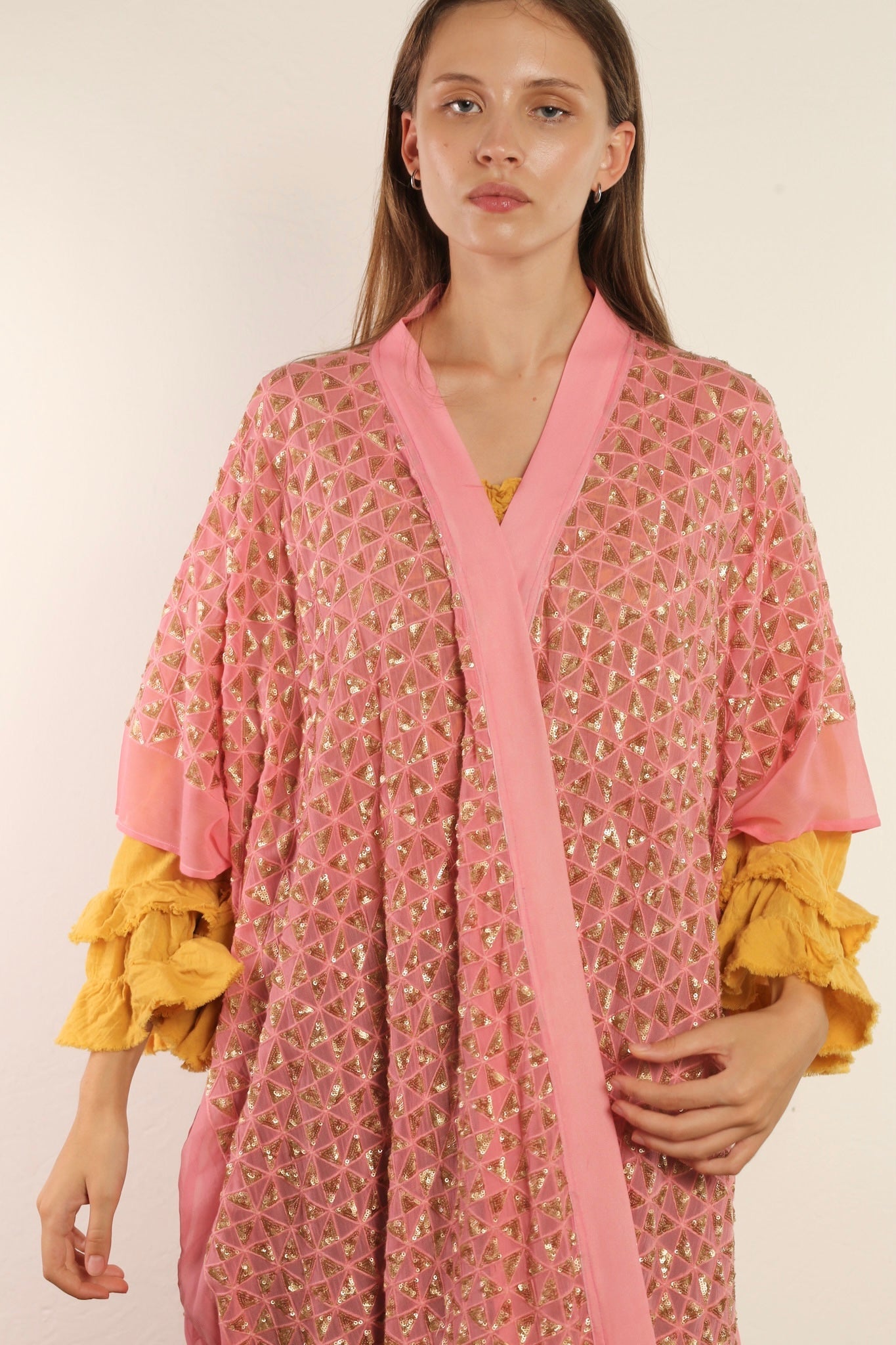 TRIANGLE GOLDEN PINK SILK KIMONO - MOMO STUDIO BERLIN - Berlin Concept Store - sustainable & ethical fashion