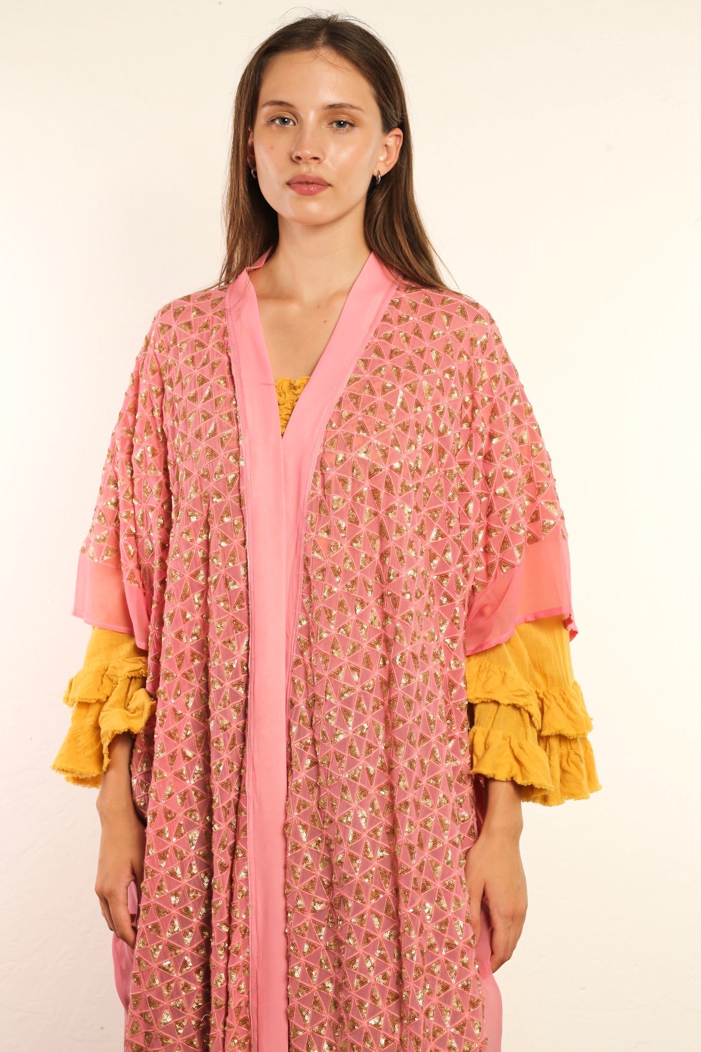 TRIANGLE GOLDEN PINK SILK KIMONO - MOMO STUDIO BERLIN - Berlin Concept Store - sustainable & ethical fashion